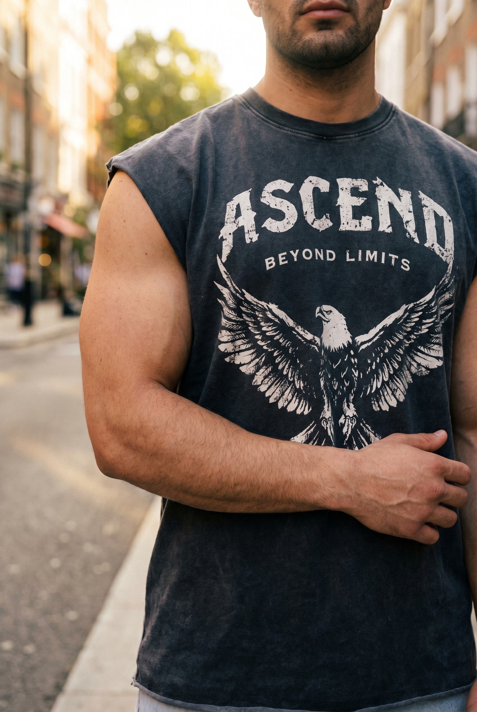 Men's Washed Eagle Cap Sleeve Tank | Blackstone London