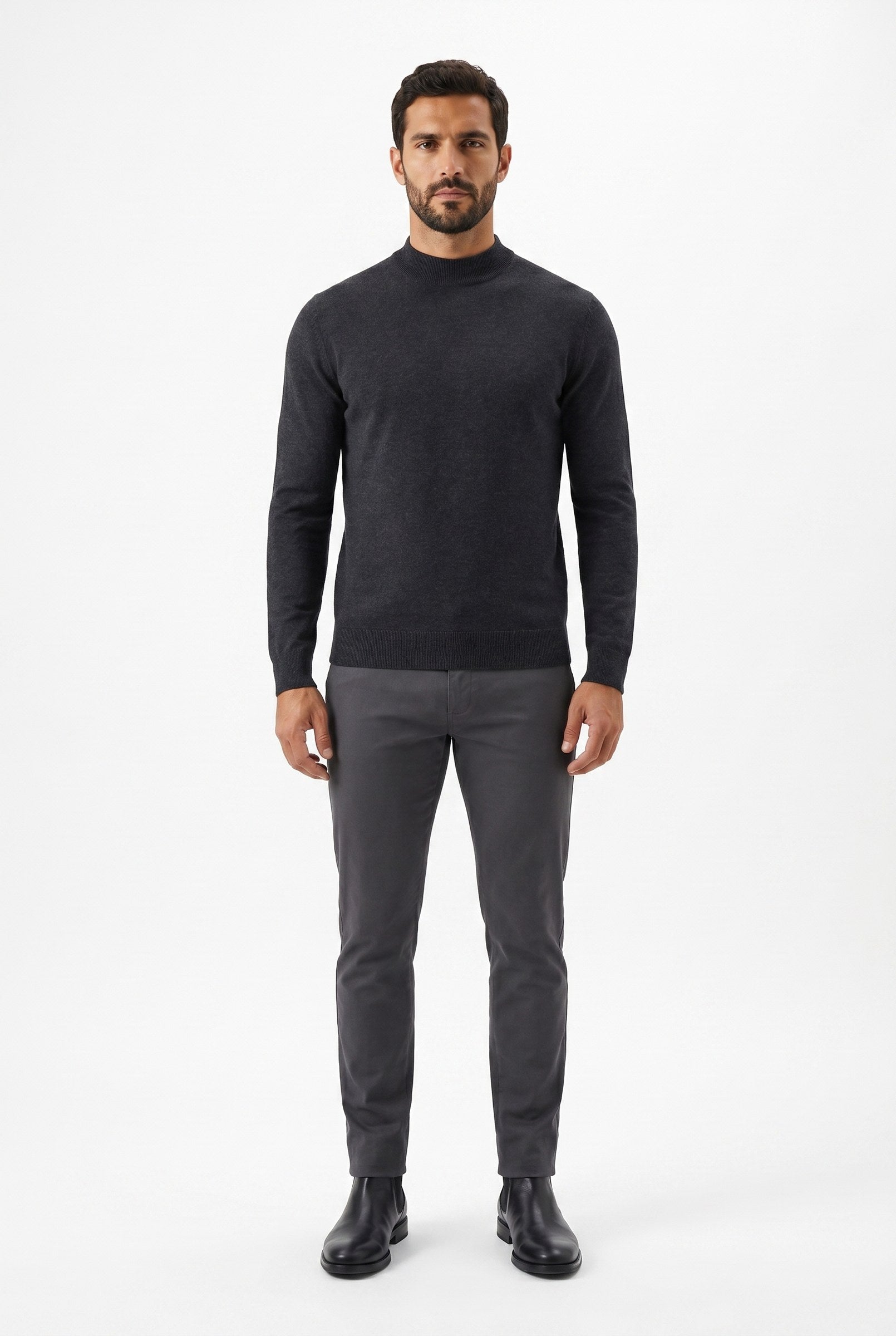 Men's Ultra Fine Cotton Mock Neck Jumper | Blackstone London