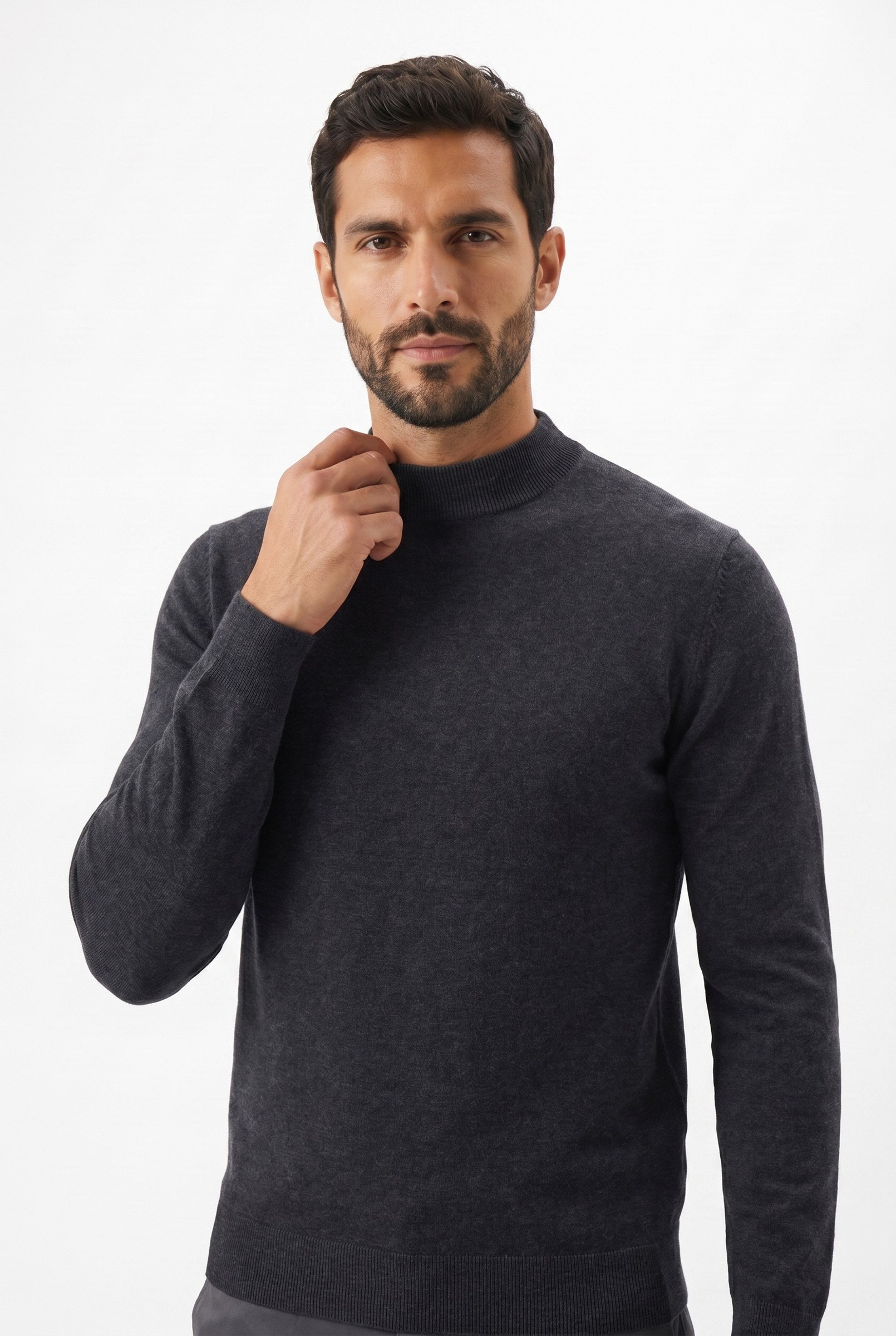 Men's Ultra Fine Cotton Mock Neck Jumper | Blackstone London
