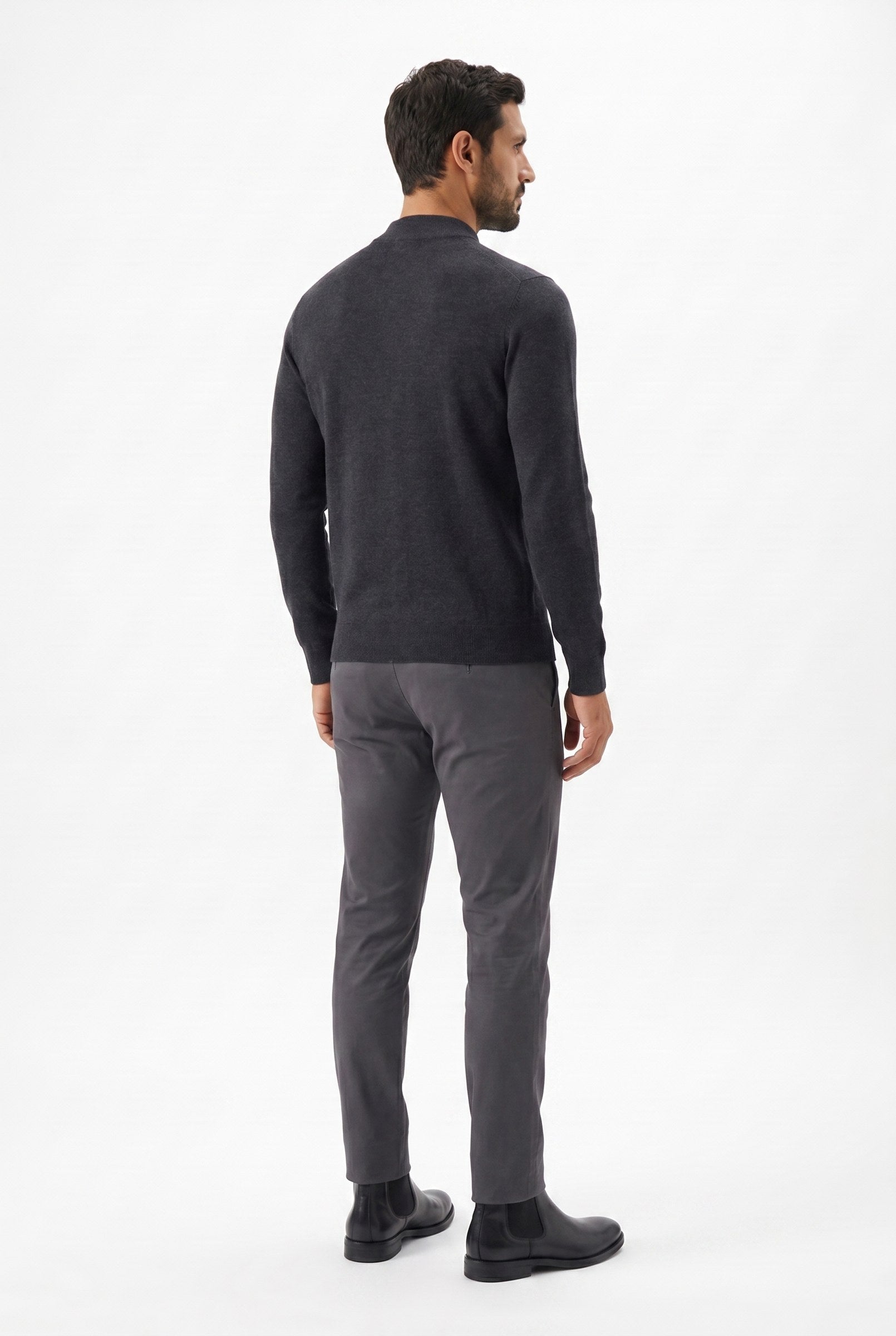 Men's Ultra Fine Cotton Mock Neck Jumper | Blackstone London