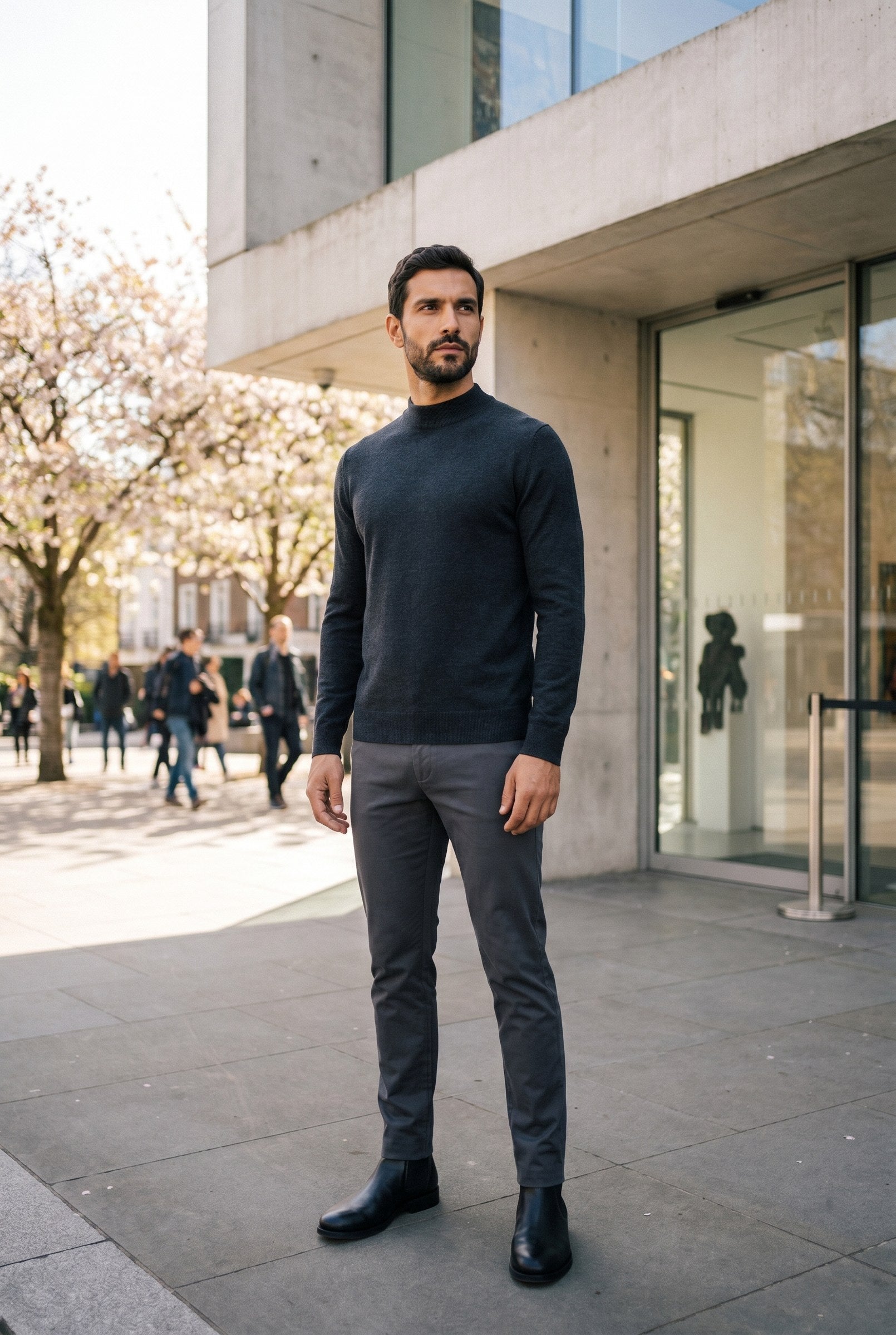 Men's Ultra Fine Cotton Mock Neck Jumper | Blackstone London