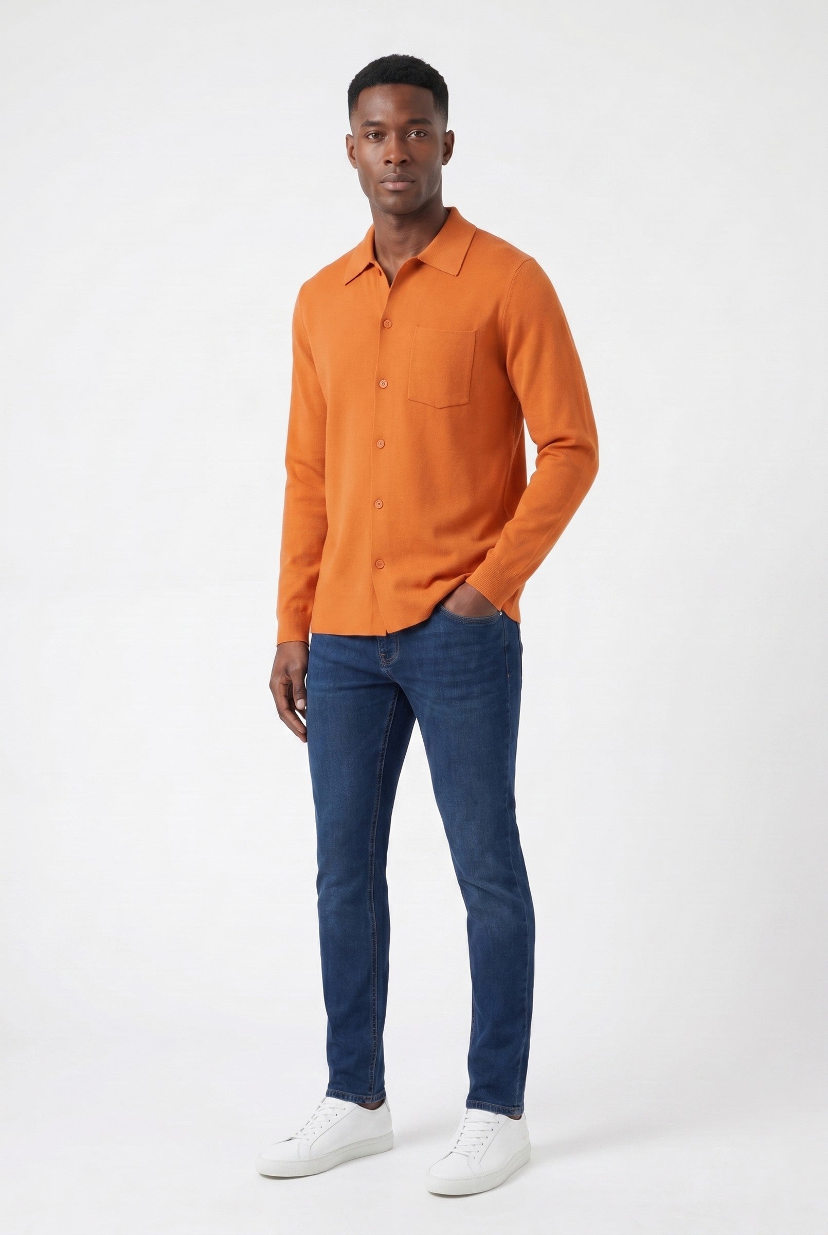 Men's Long Sleeve Knit Polo Shirt | Blackstone London