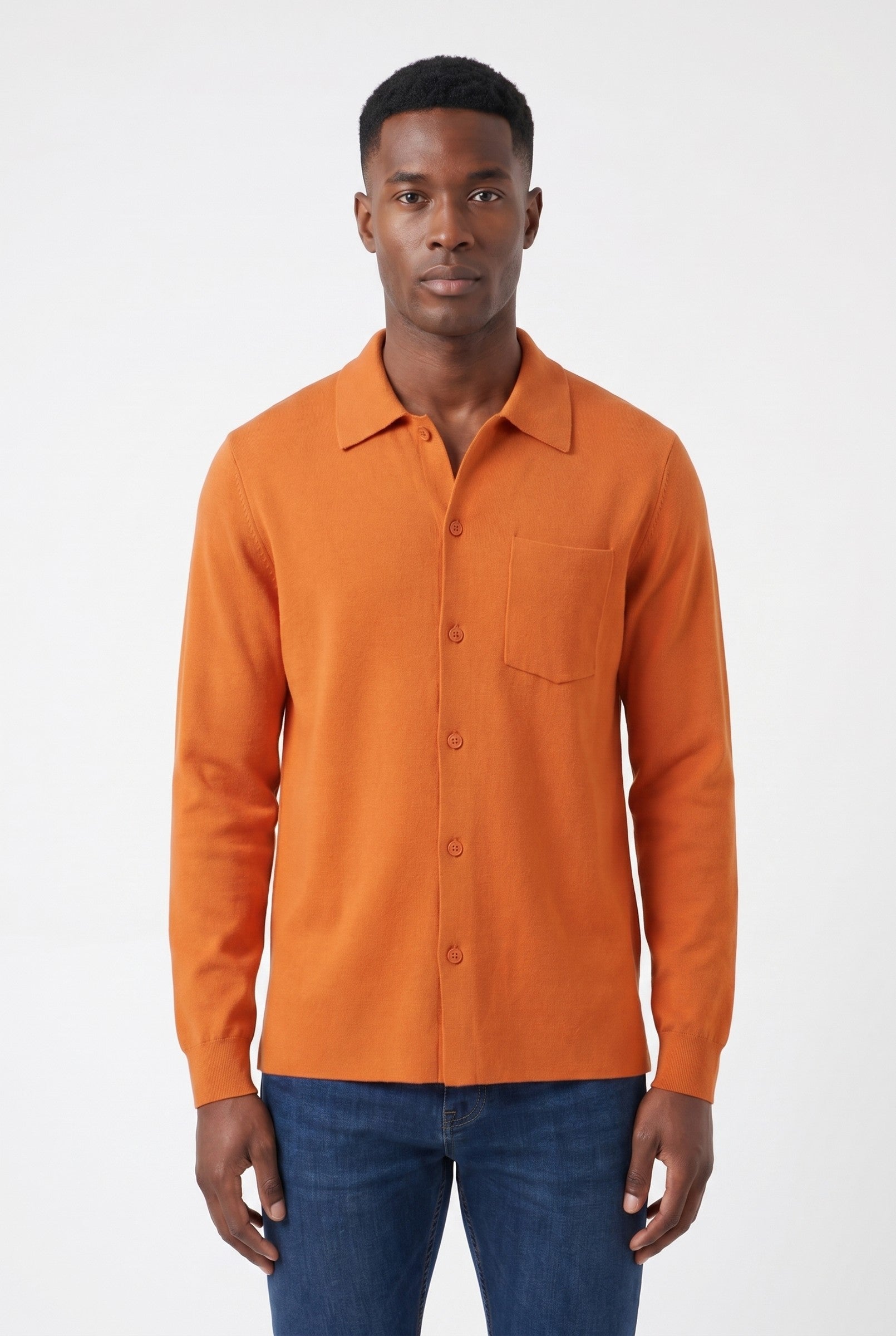 Men's Long Sleeve Knit Polo Shirt | Blackstone London