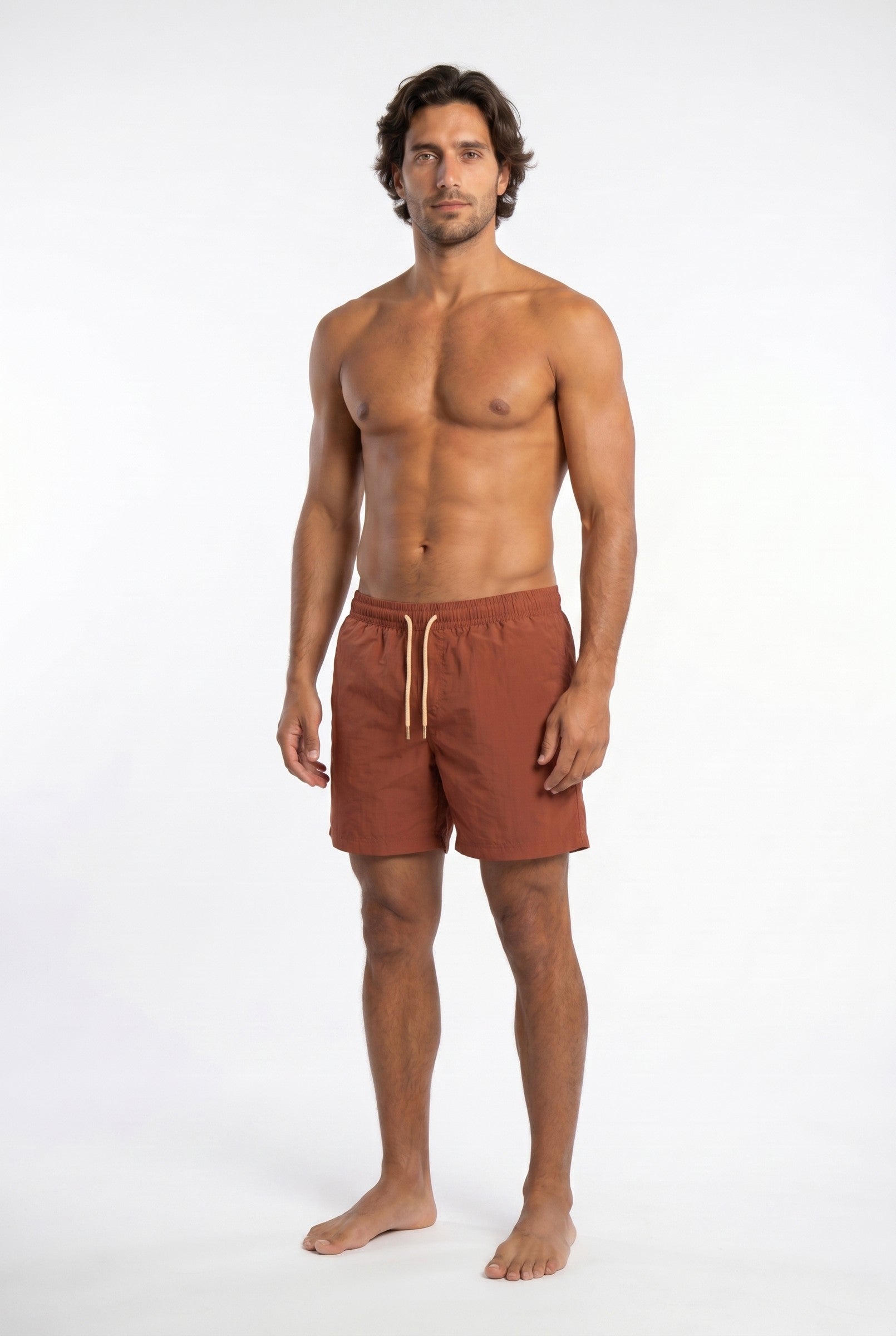 Men's Solid Brick Swim Trunks | Blackstone London