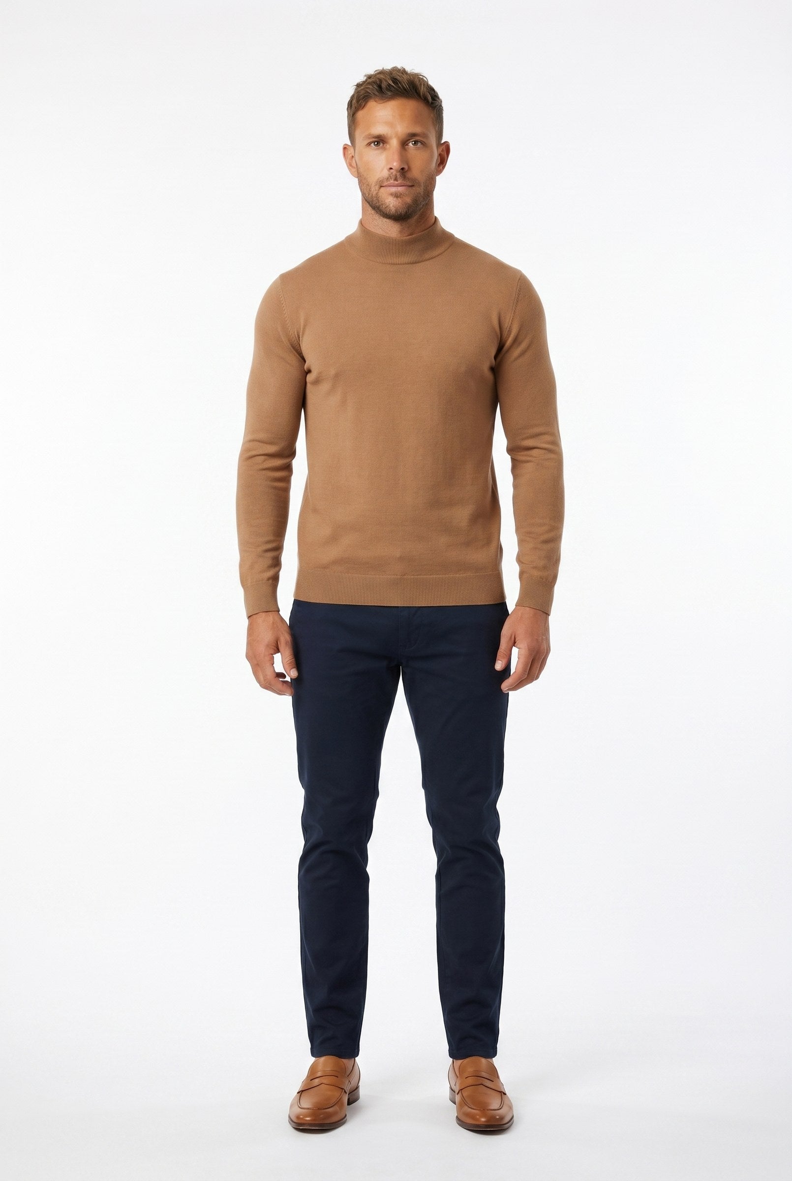 Men's Ultra Fine Cotton Mock Neck Jumper | Blackstone London