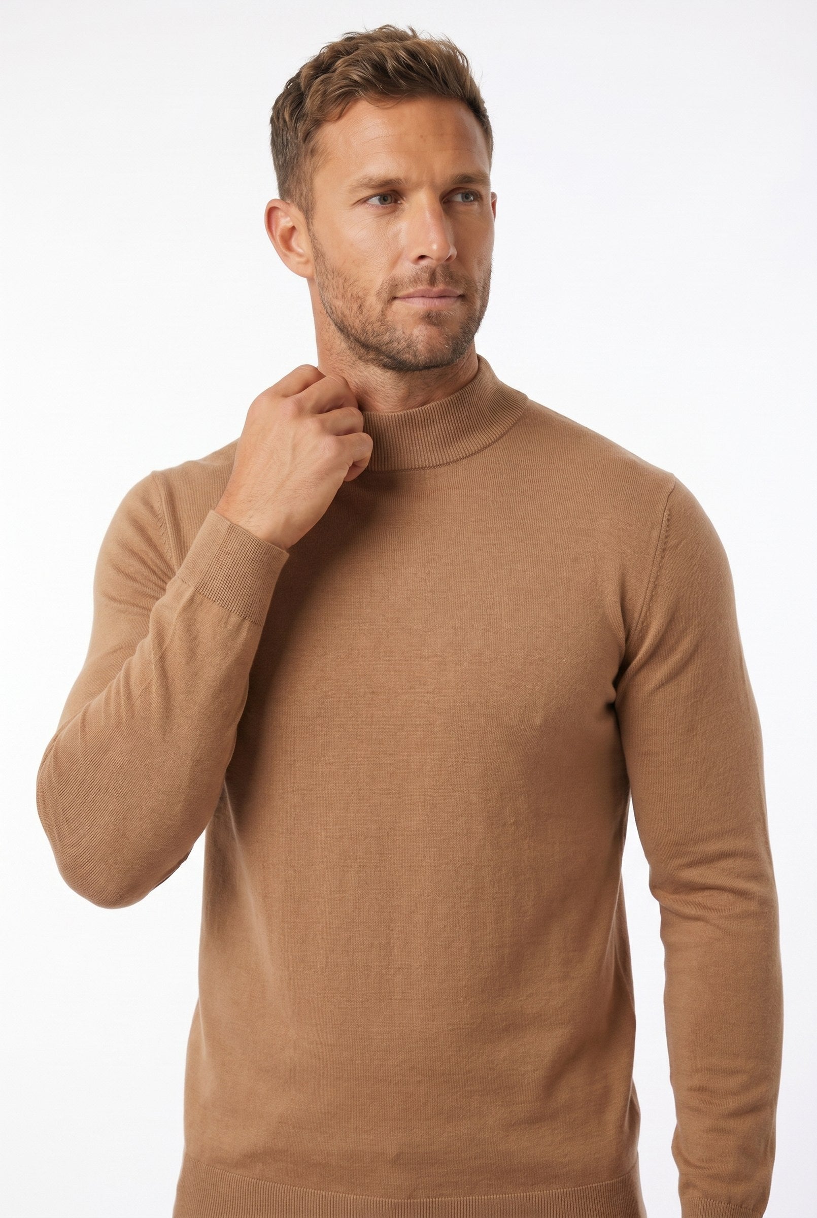 Men's Ultra Fine Cotton Mock Neck Jumper | Blackstone London