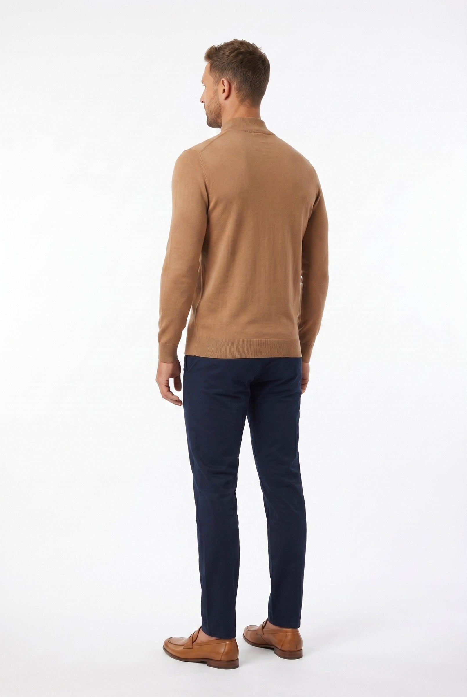Men's Ultra Fine Cotton Mock Neck Jumper | Blackstone London