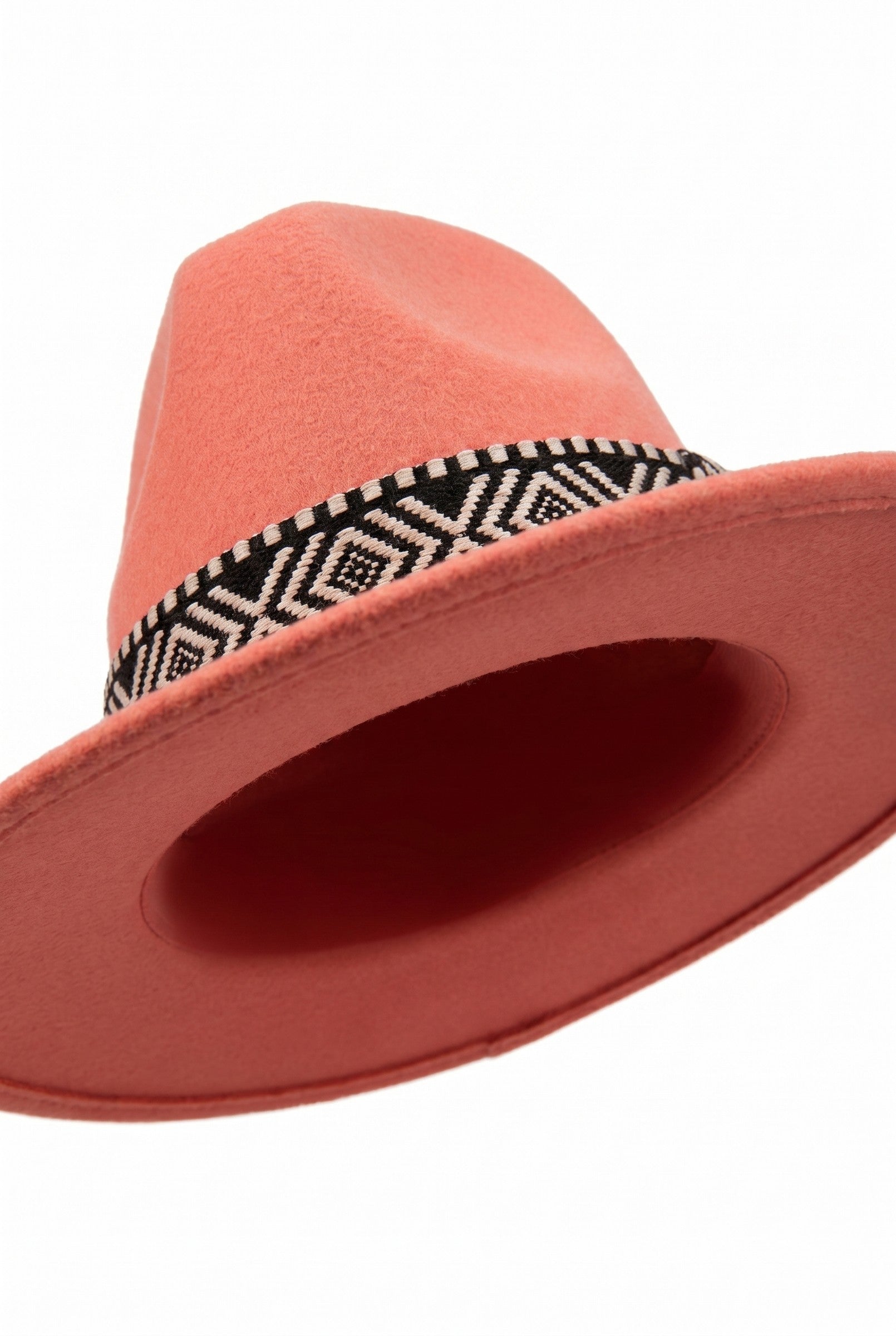 Men's Wide Brim Fedora Hat with Aztec Band | Blackstone London