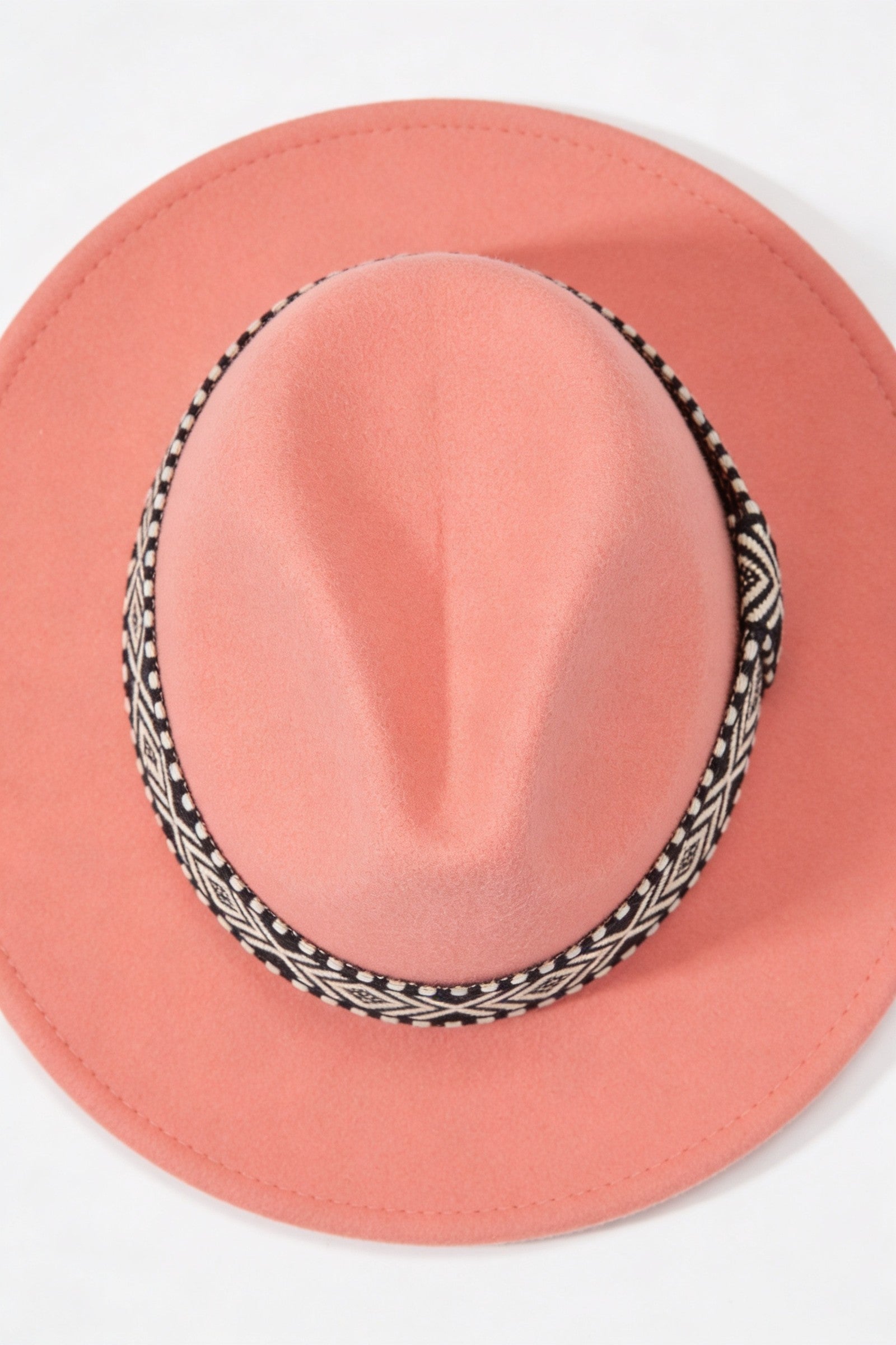 Men's Wide Brim Fedora Hat with Aztec Band | Blackstone London