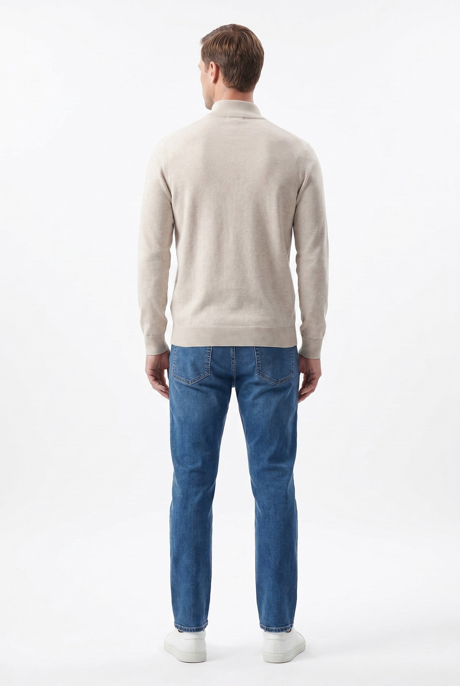 Men's Cotton Knitted Half Zip Funnel Neck Jumper | Blackstone London