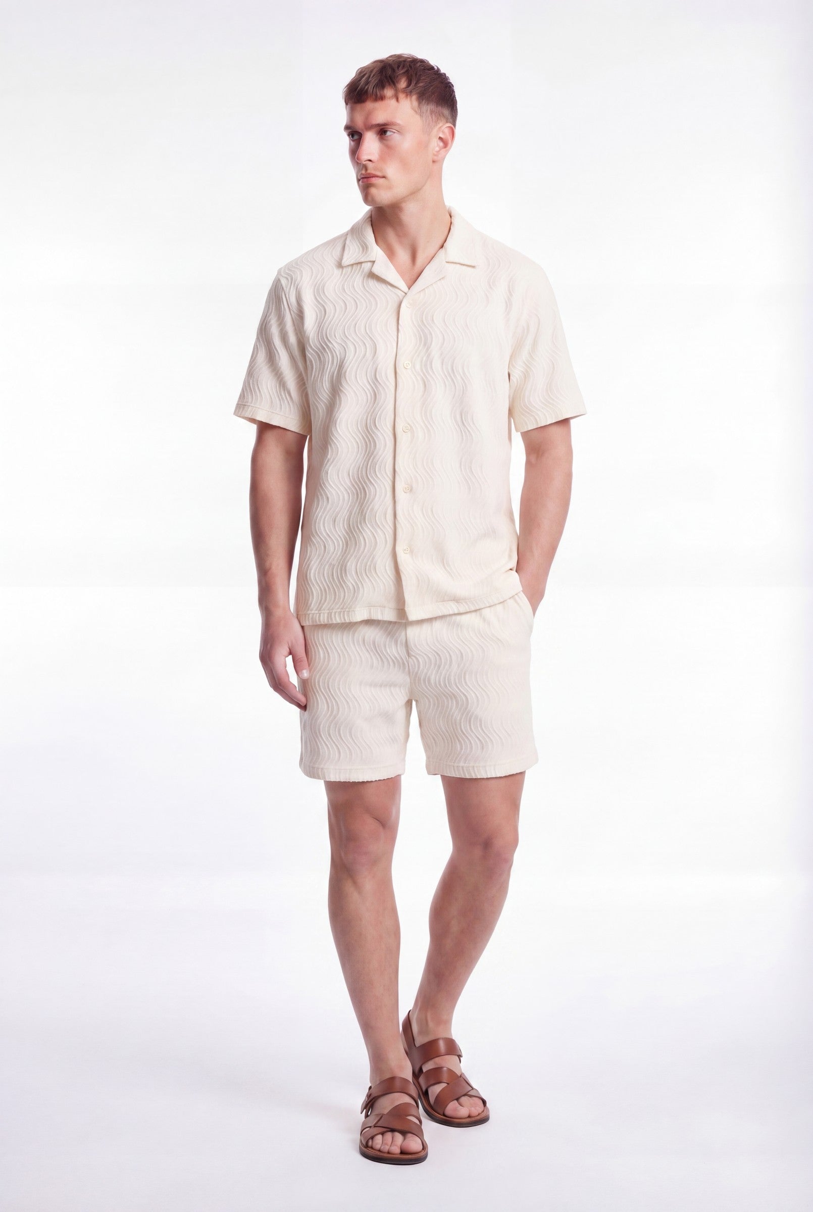 Men's Wave Textured Drawstring Shorts | Blackstone London