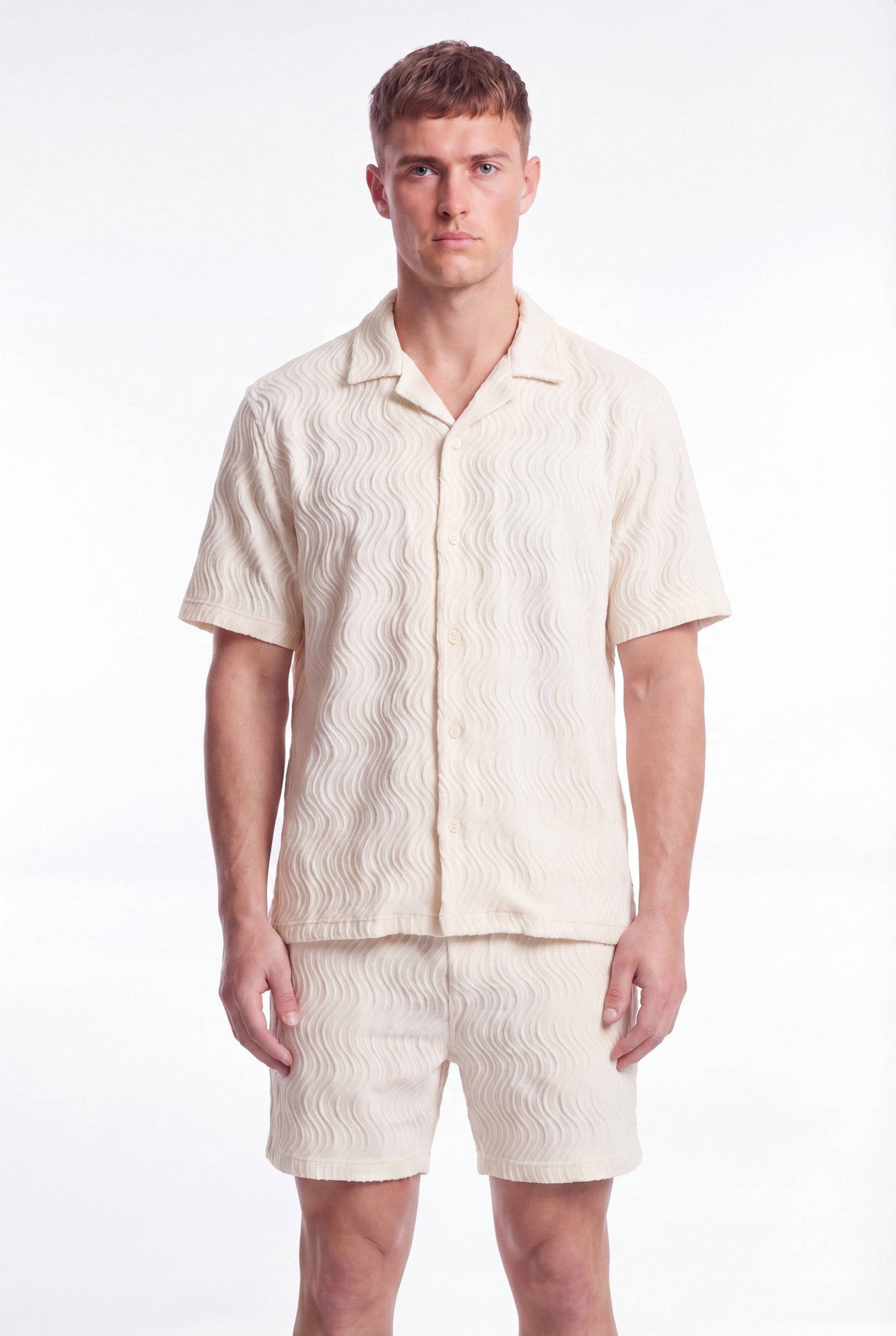 Men's Wave Textured Camp Collar Shirt | Blackstone London