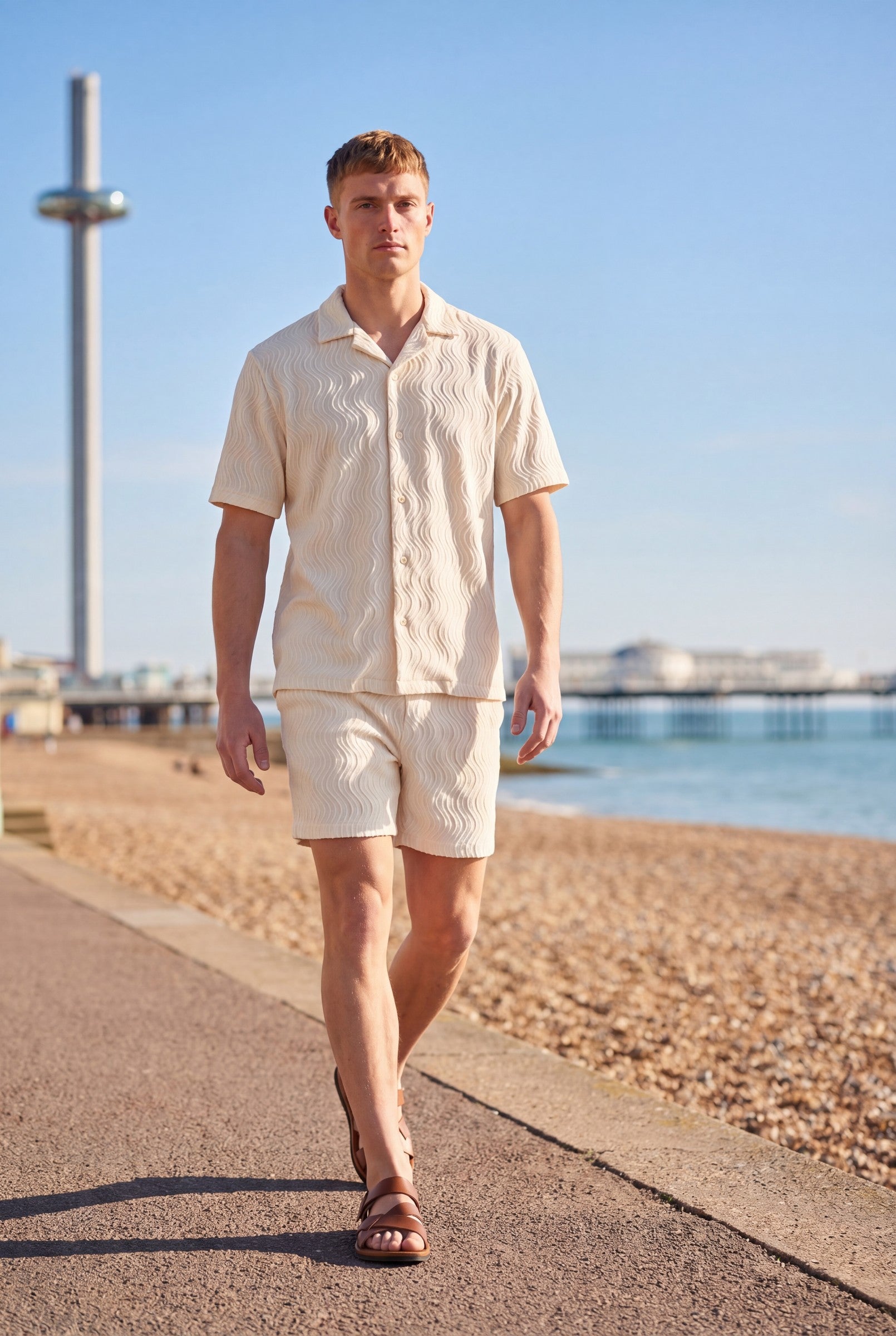 Men's Wave Textured Camp Collar Shirt | Blackstone London