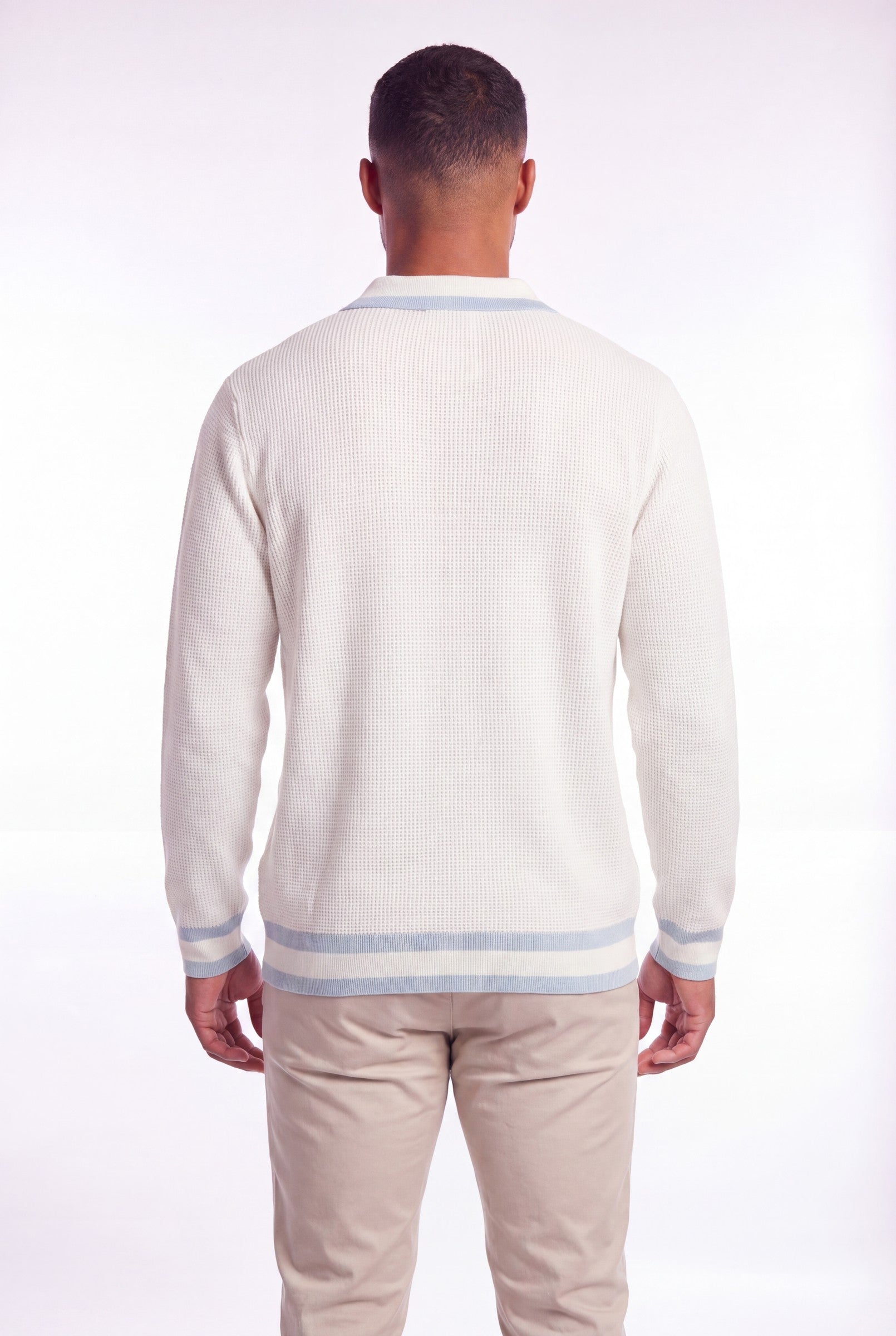 Men's Cotton Knitted V-Neck Polo Sweater | Blackstone London