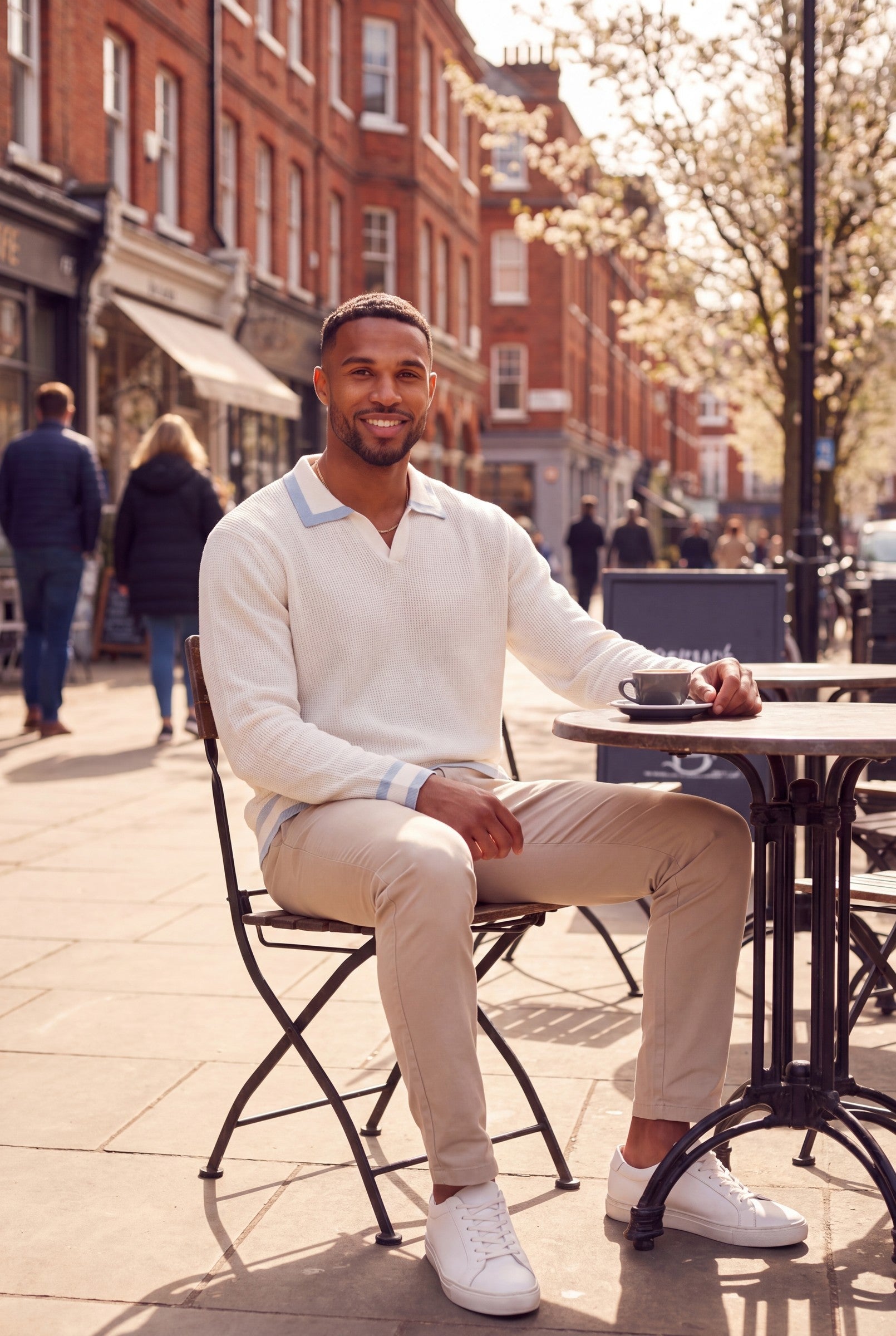 Men's Cotton Knitted V-Neck Polo Sweater | Blackstone London