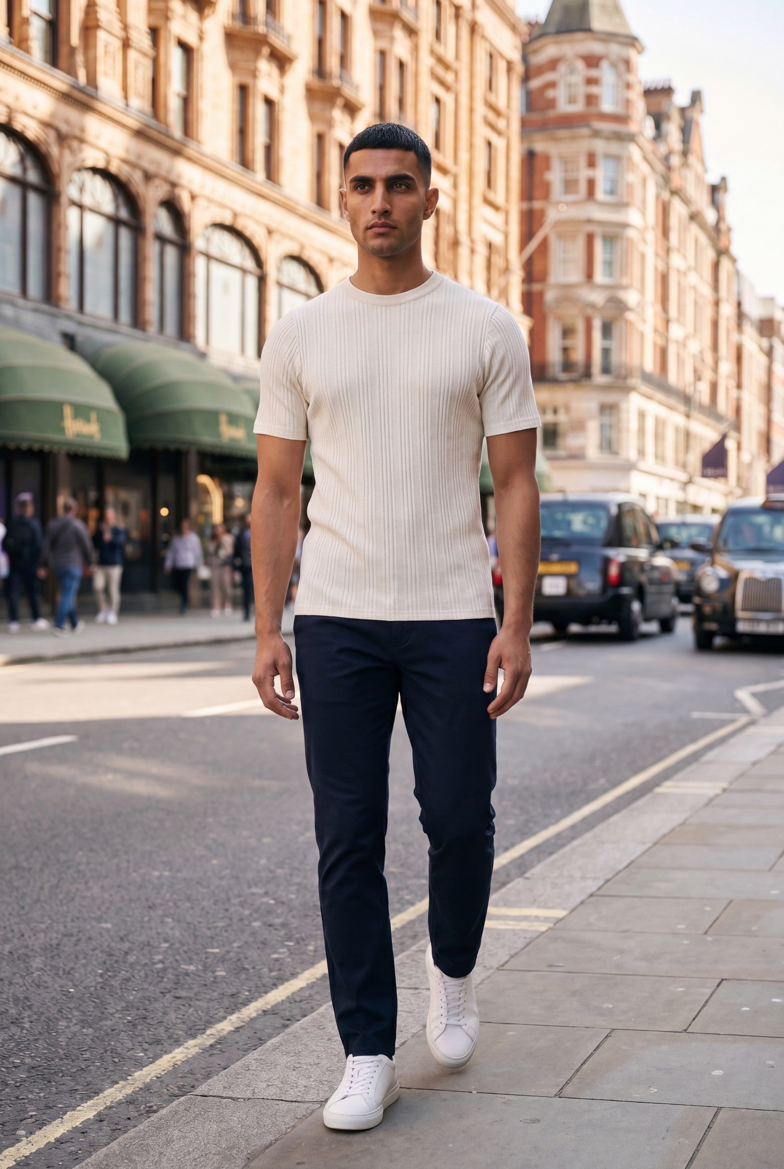 Men's Slim Ribbed Cotton T-Shirt | Blackstone London