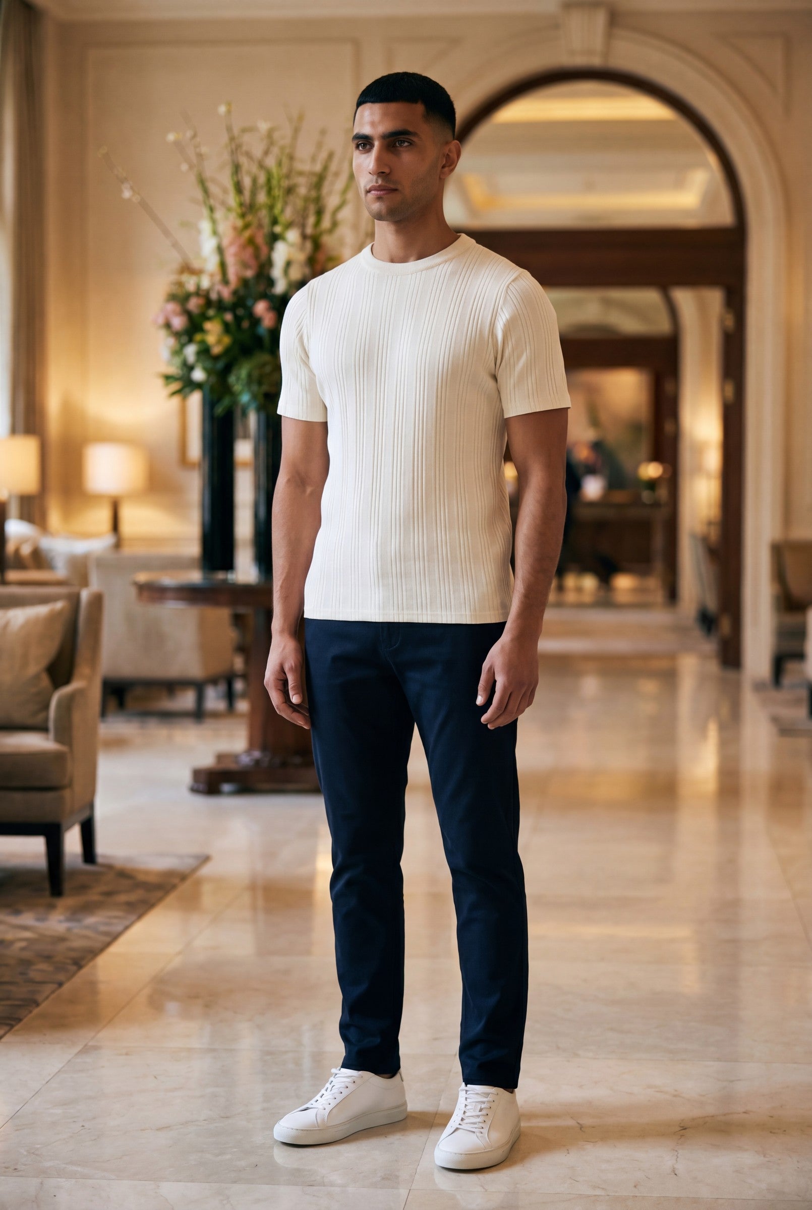 Men's Slim Ribbed Cotton T-Shirt | Blackstone London