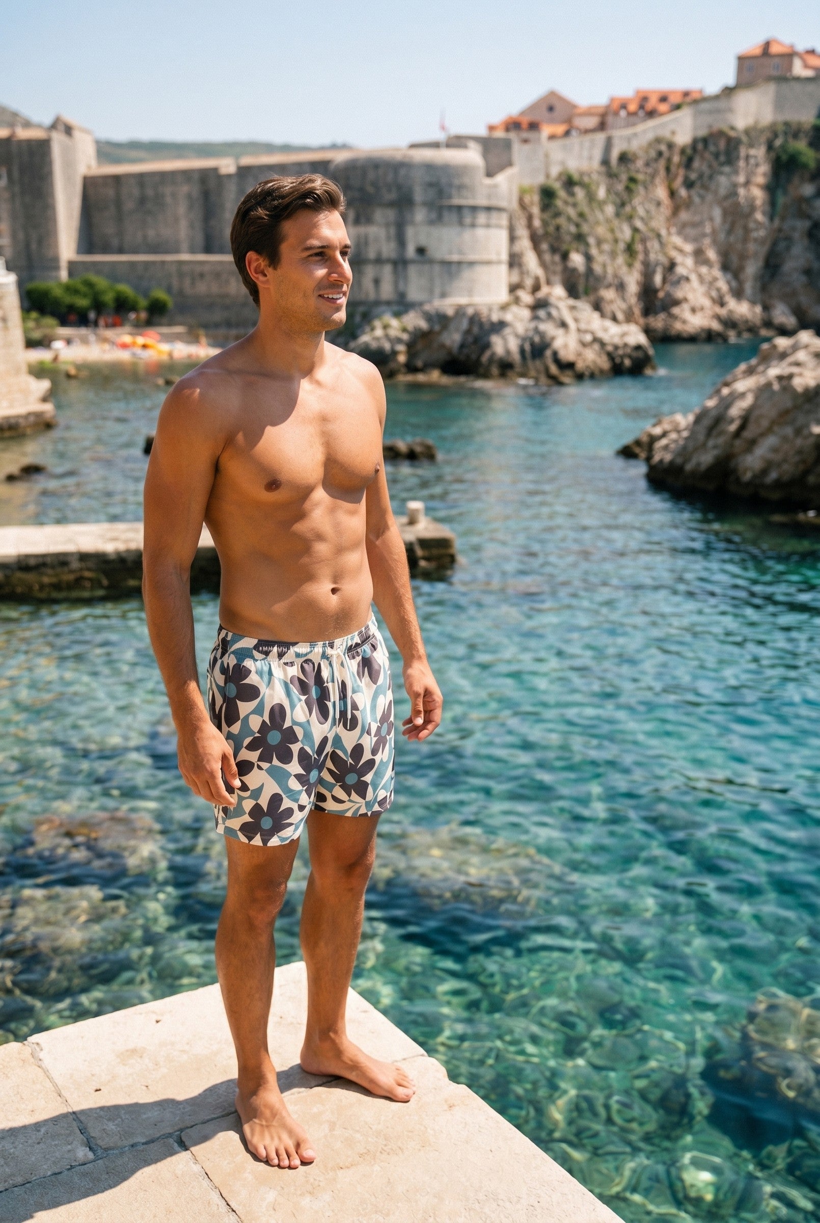 Men's Tropical Print Swim Shorts | Blackstone London