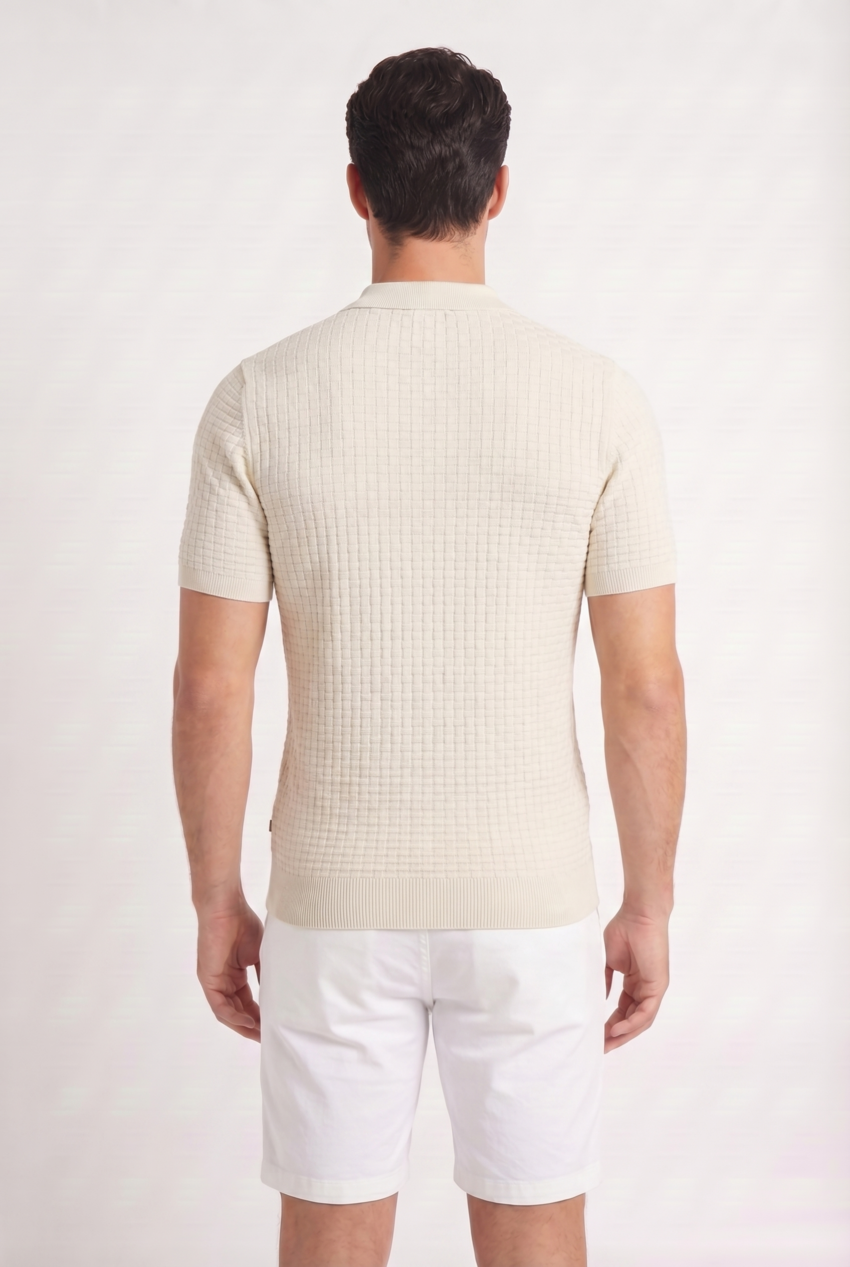 Men's Textured Knit Polo Shirt | Blackstone London