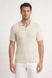 Men's Textured Knit Polo Shirt | Blackstone London