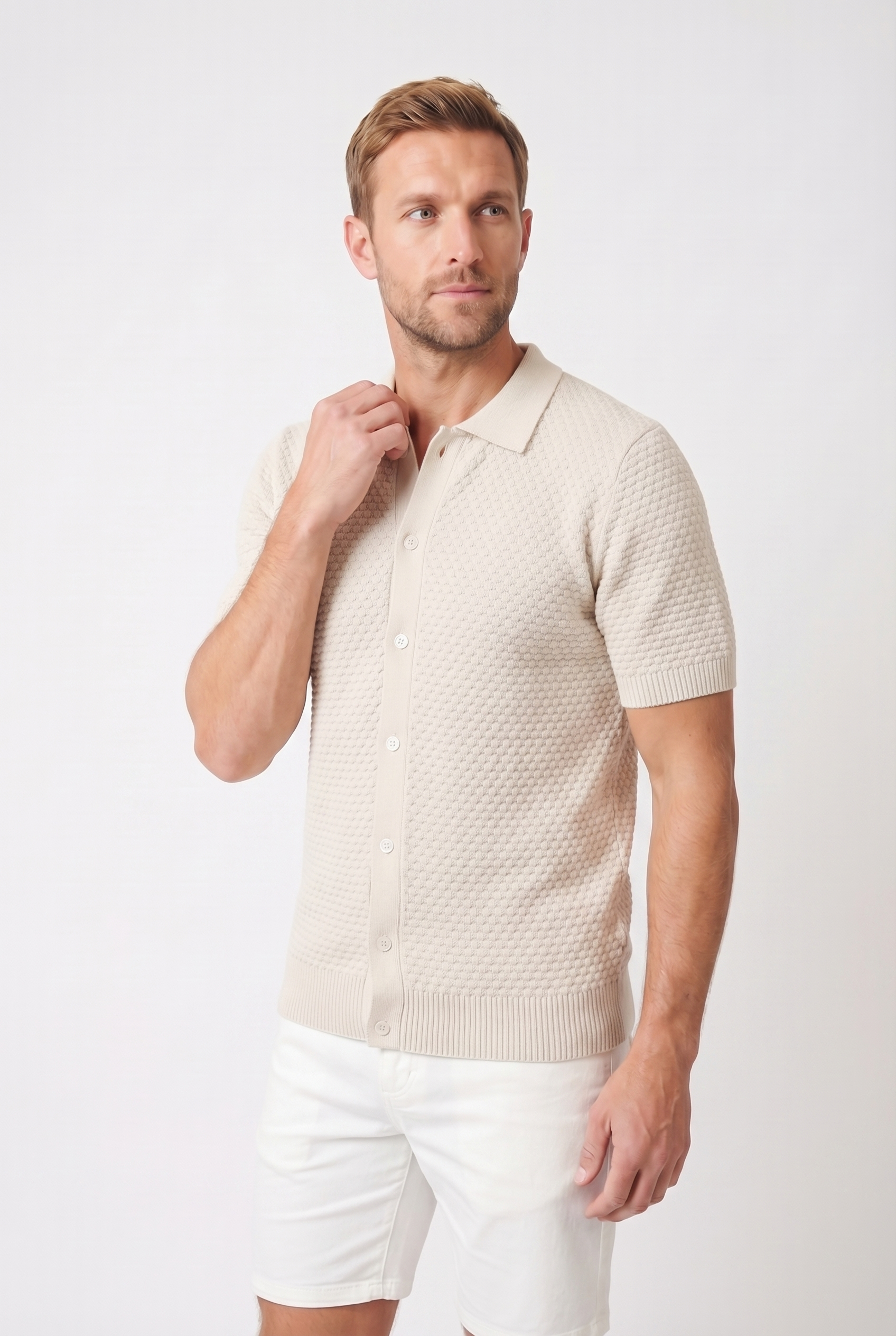 Men's Jacquard Knit Polo Shirt | Blackstone London