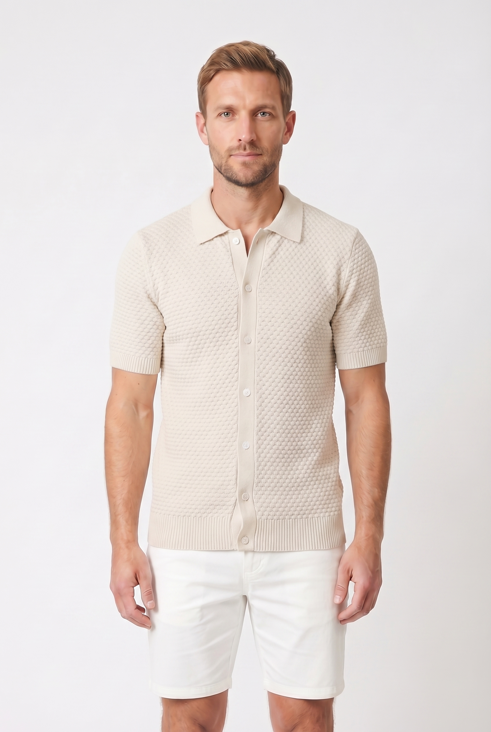 Men's Jacquard Knit Polo Shirt | Blackstone London