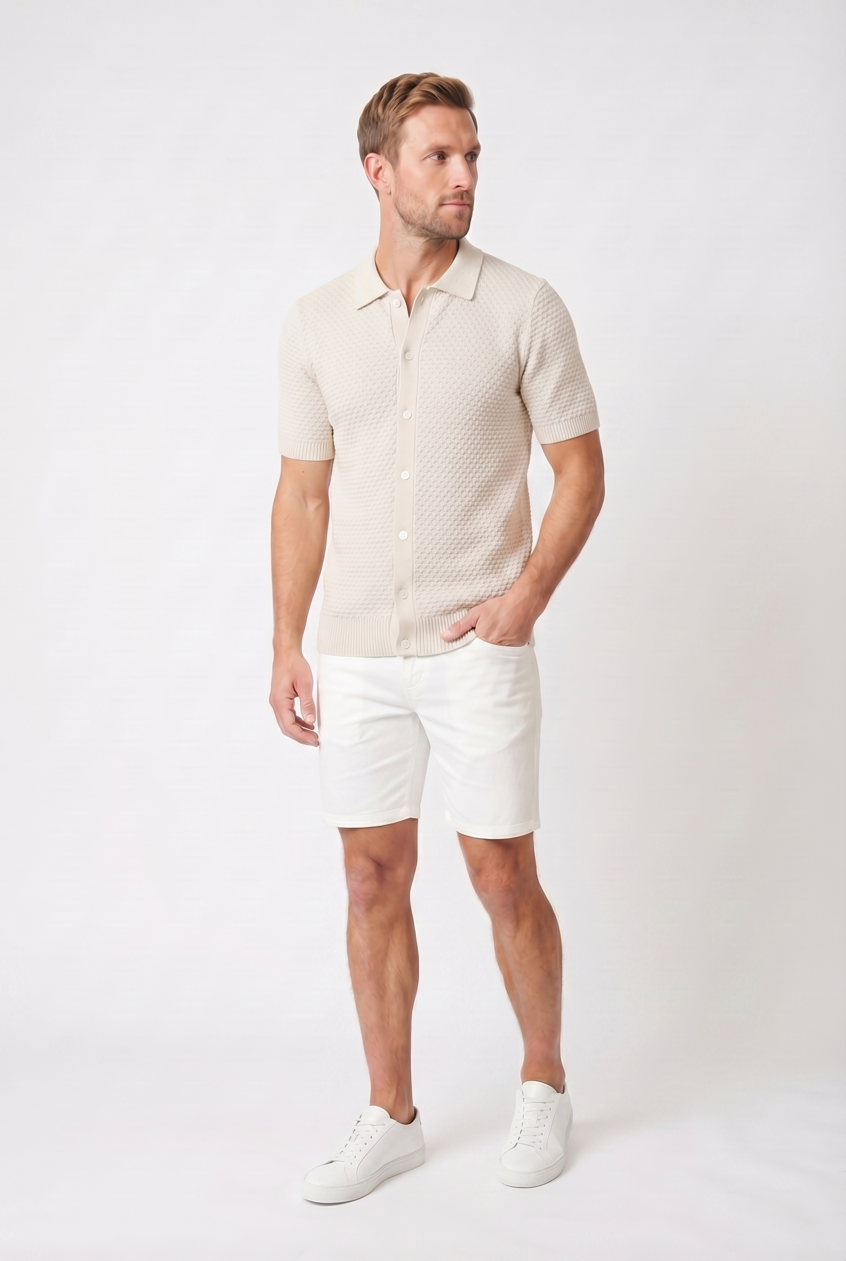 Men's Jacquard Knit Polo Shirt | Blackstone London
