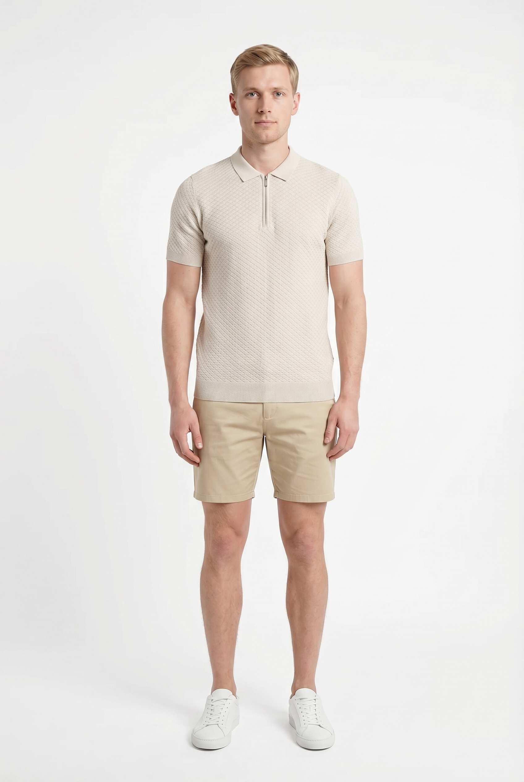 Men's Half Zip Knit Polo Shirt | Blackstone London