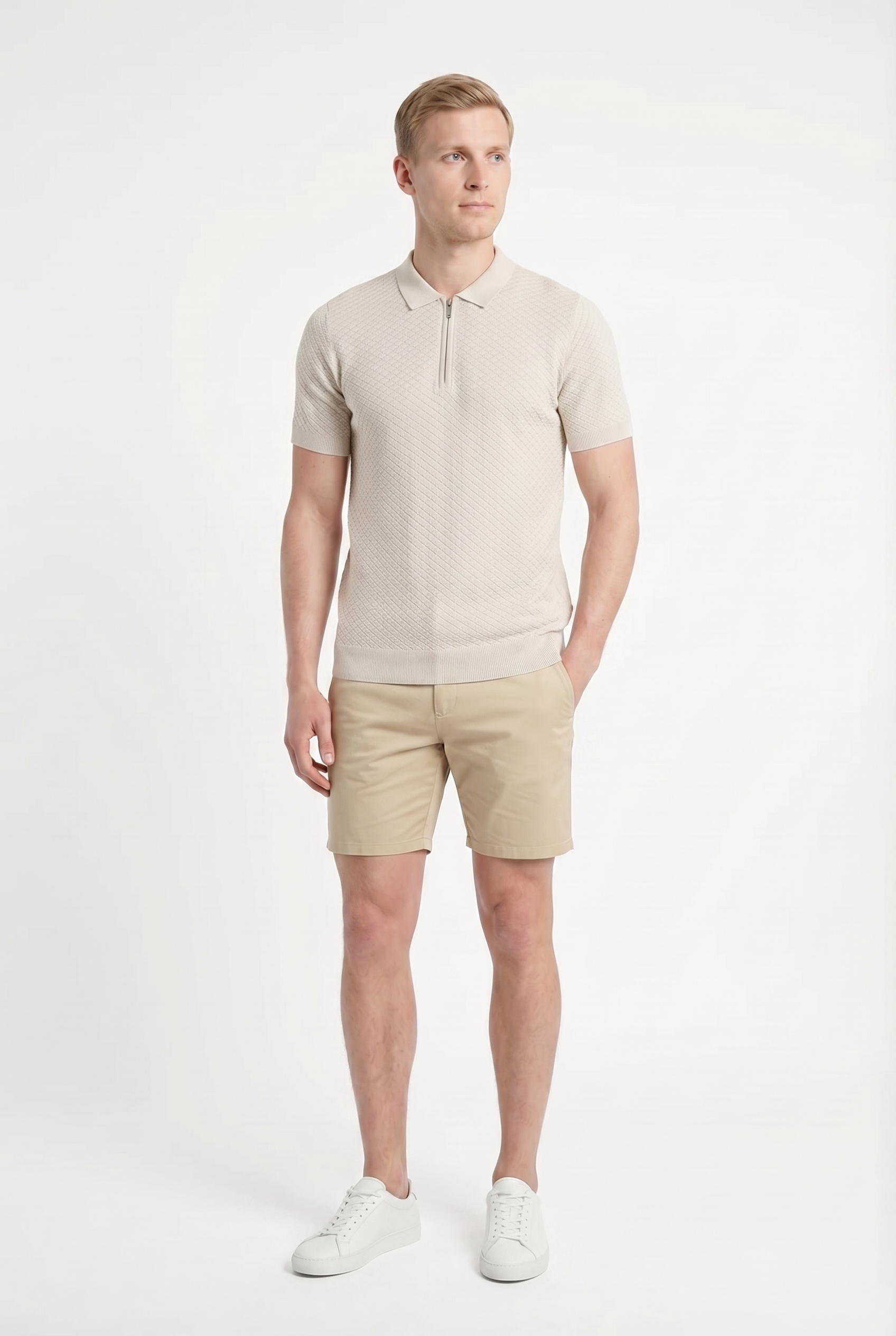 Men's Half Zip Knit Polo Shirt | Blackstone London