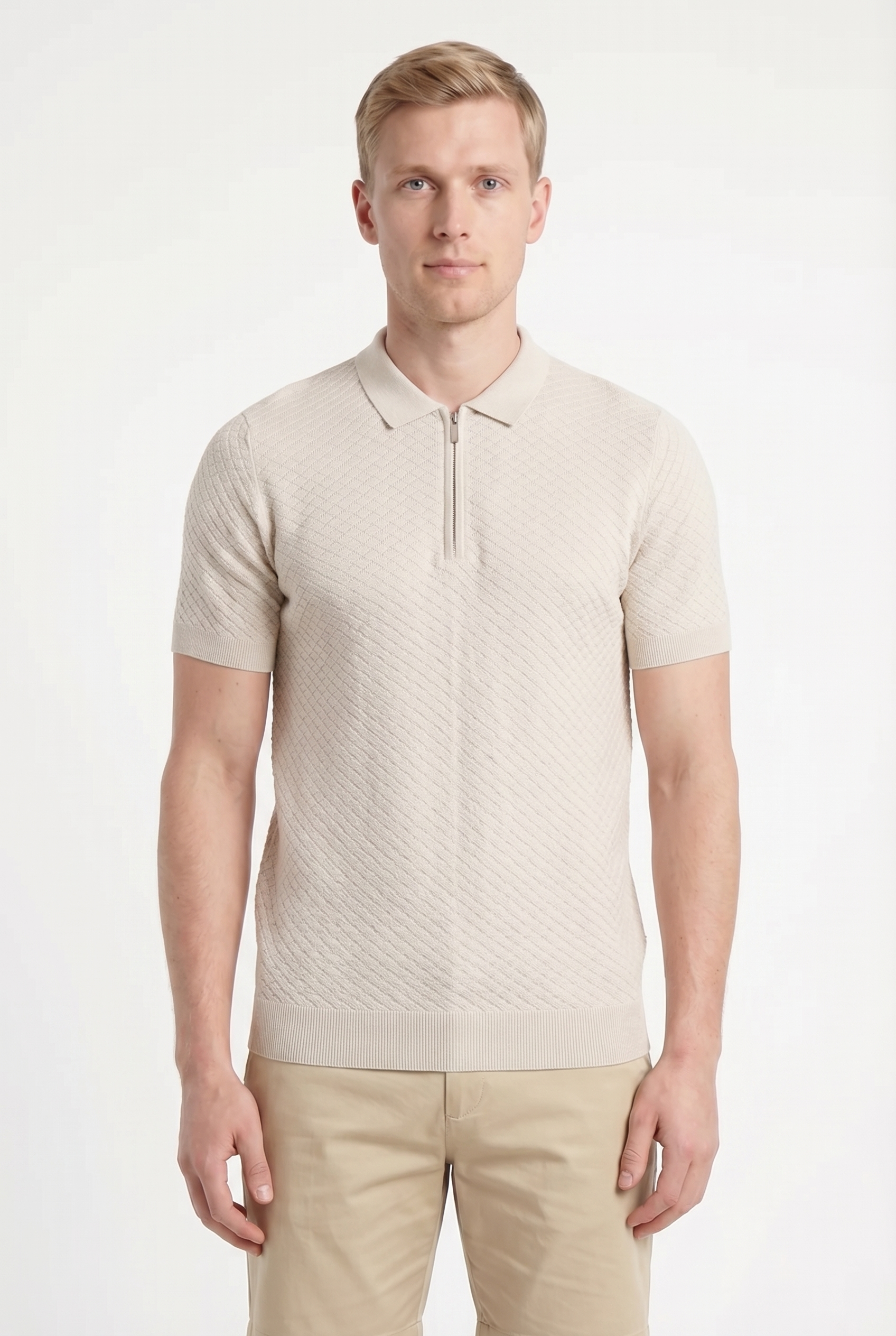 Men's Half Zip Knit Polo Shirt | Blackstone London
