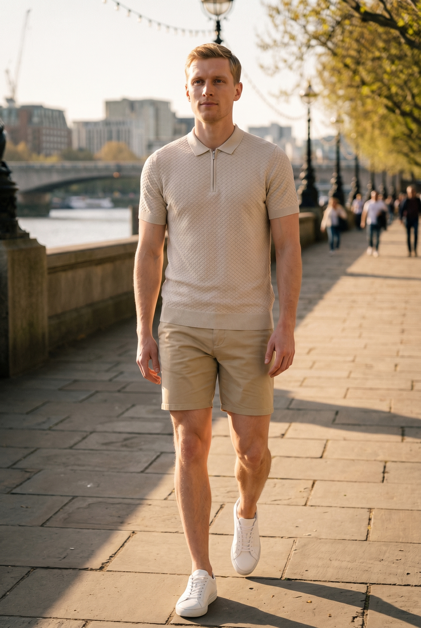 Men's Half Zip Knit Polo Shirt | Blackstone London