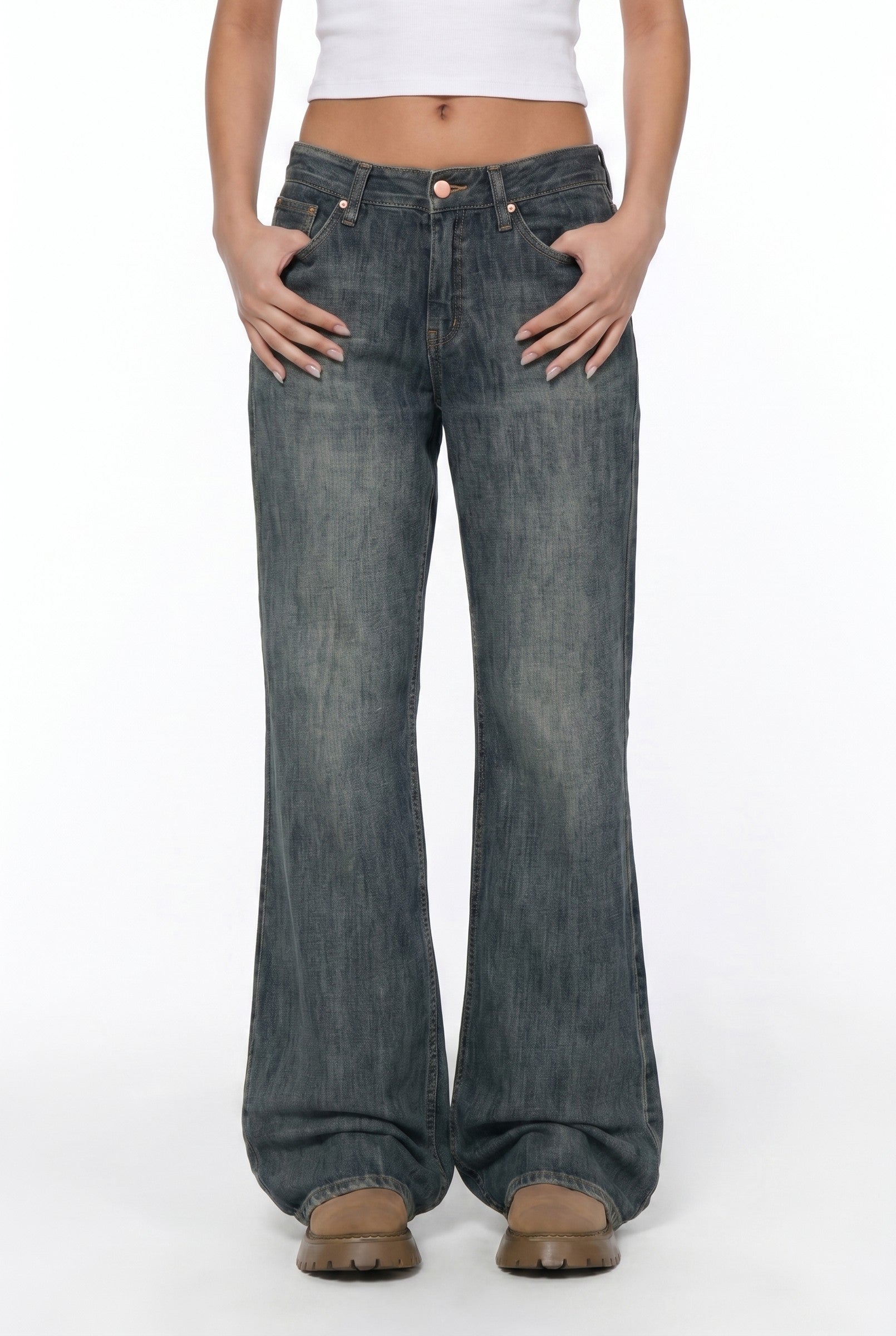 Women's Vintage Washed Bootcut Jeans | Blackstone London