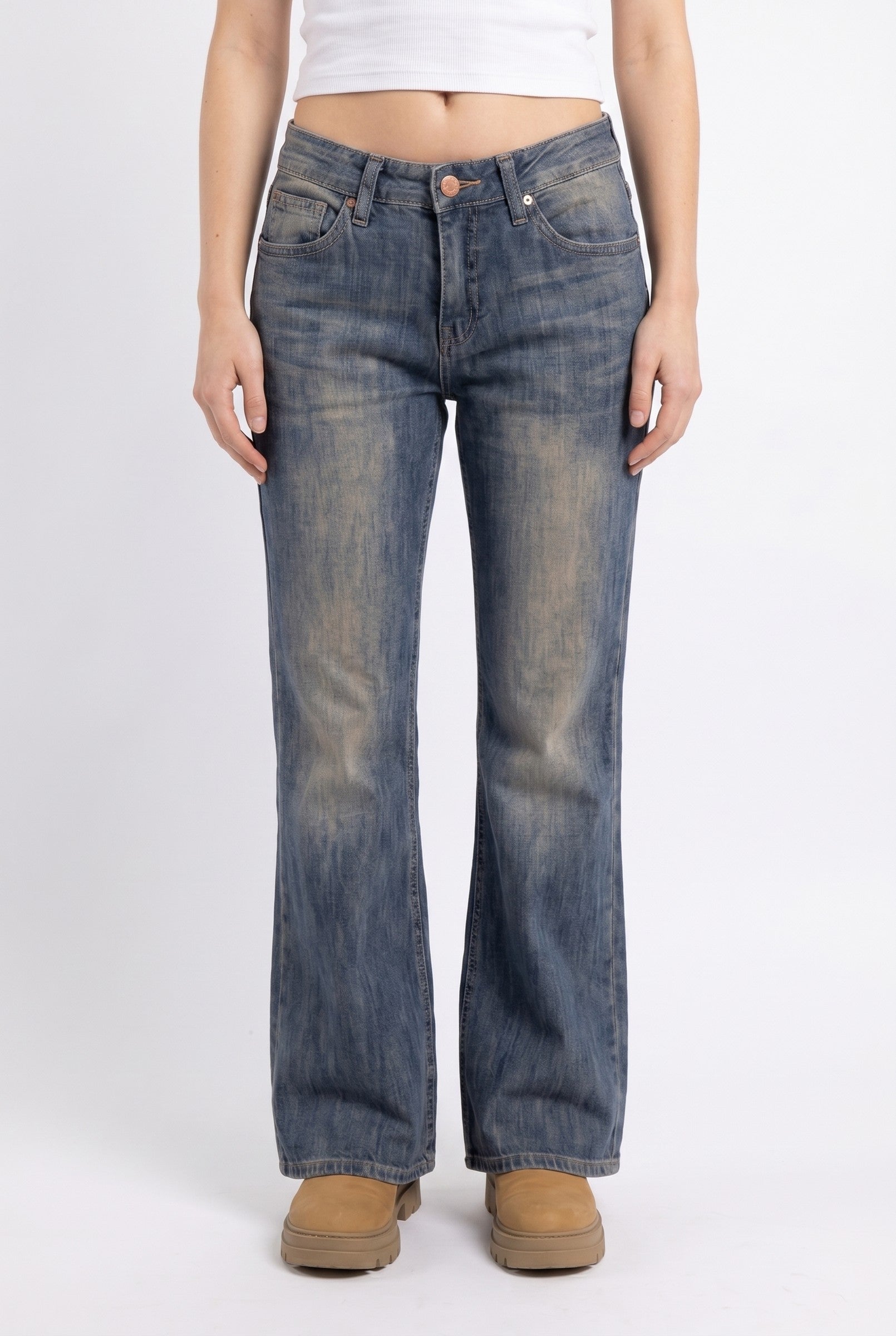 Women's Vintage Washed Bootcut Jeans | Blackstone London