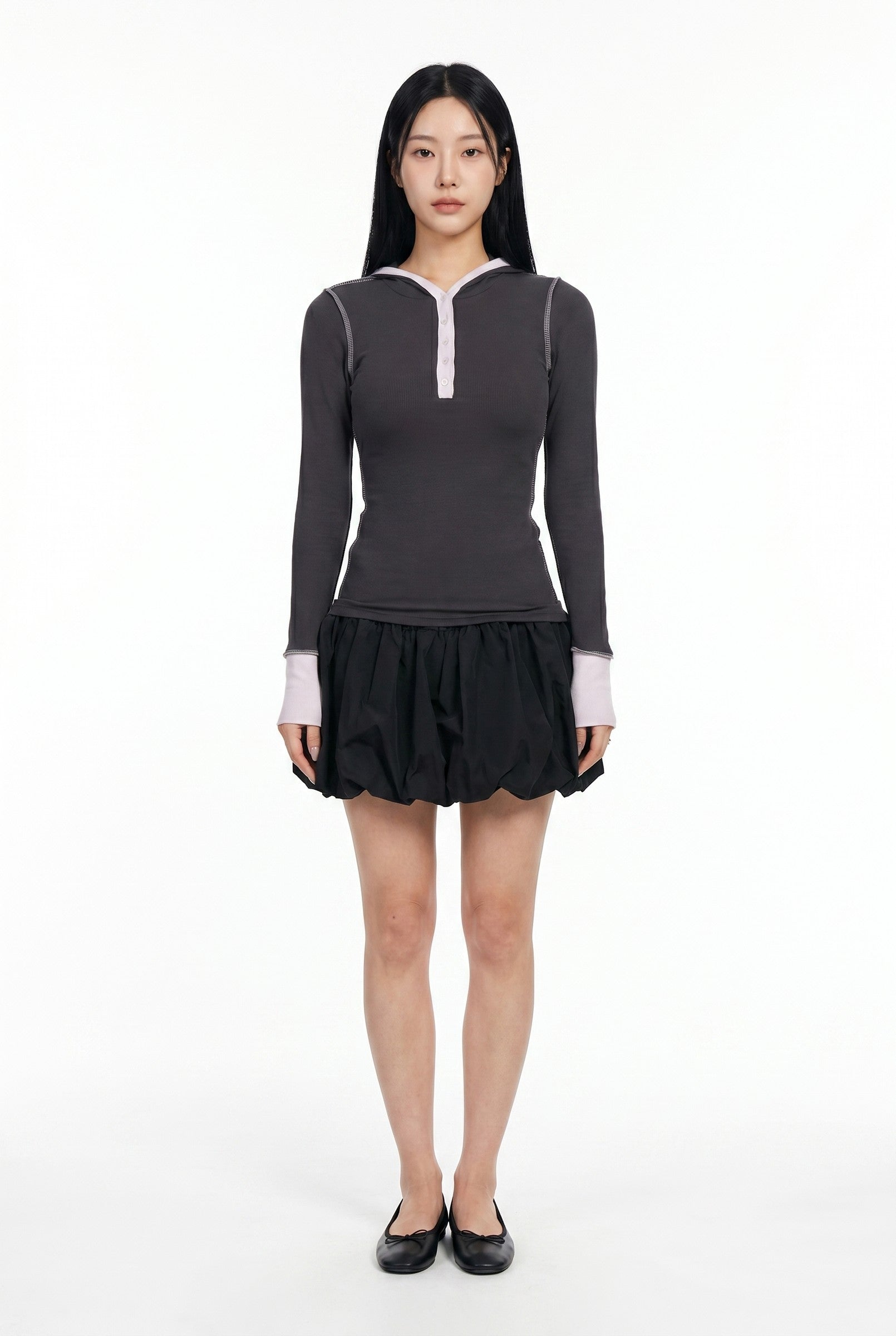Women's Hooded Henley Long Sleeve Top | Blackstone London