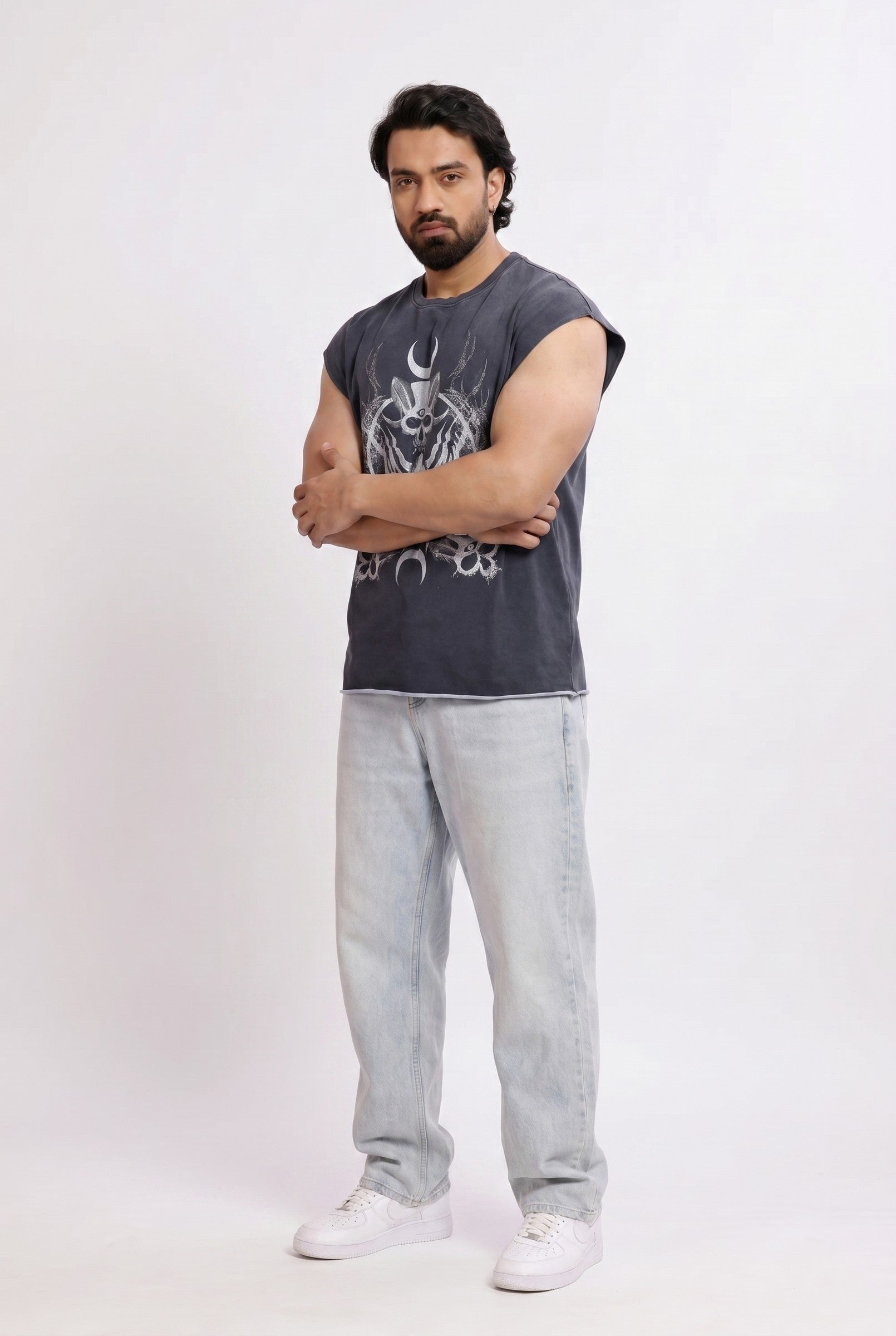 Men's Skull Samurai Cap Sleeve Tank | Blackstone London