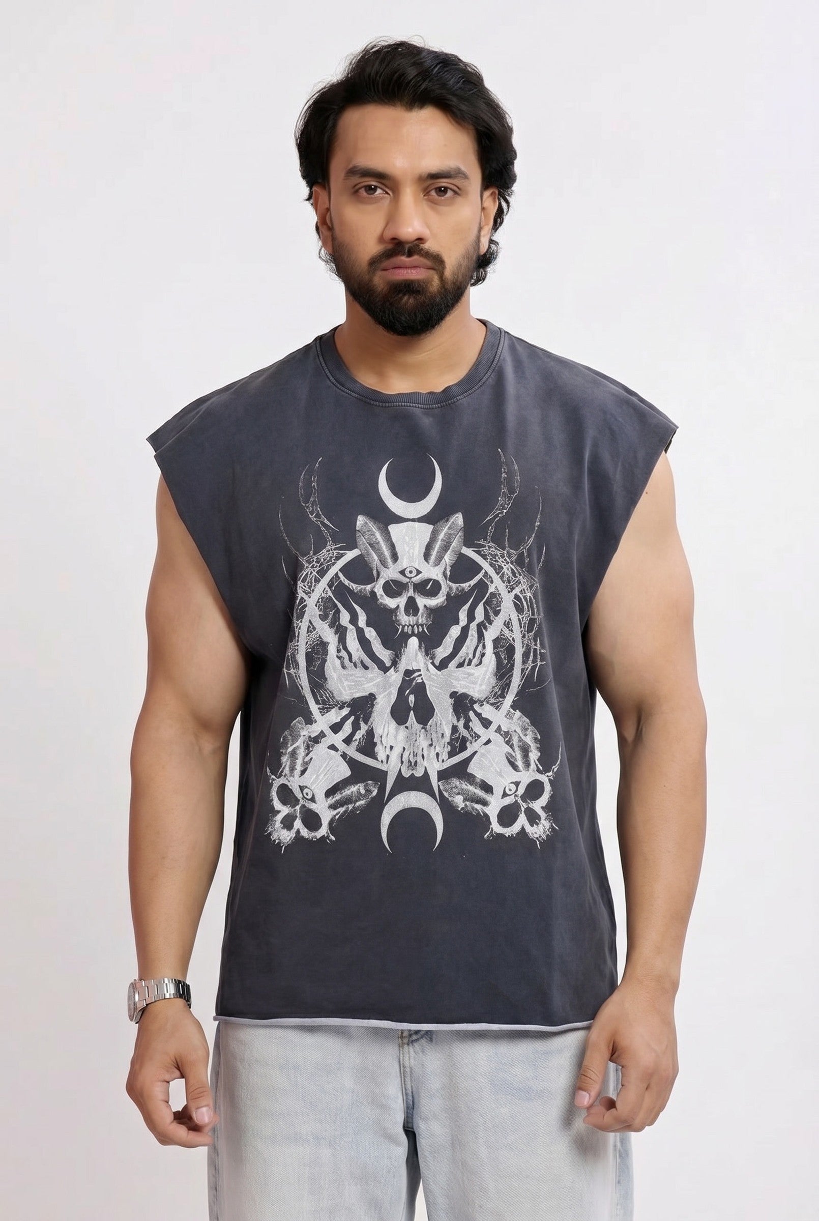 Men's Skull Samurai Cap Sleeve Tank | Blackstone London