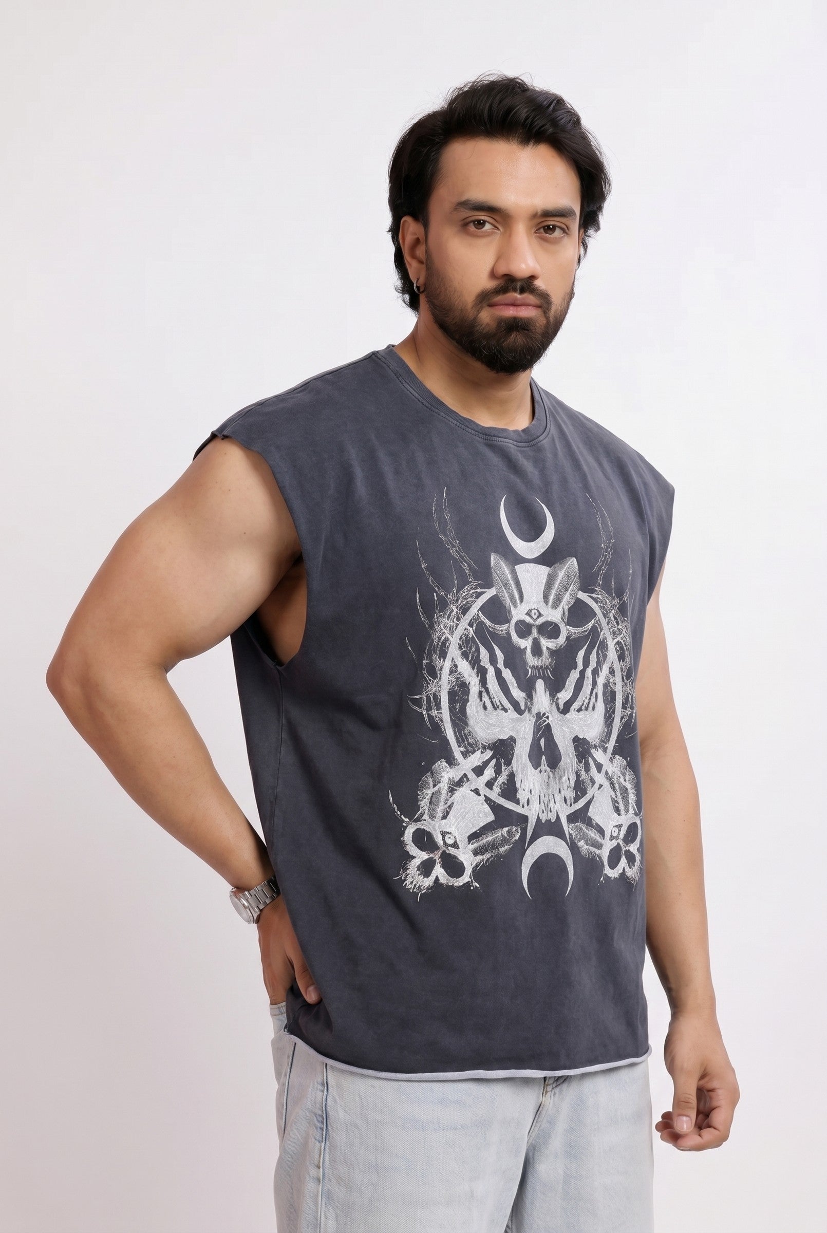 Men's Skull Samurai Cap Sleeve Tank | Blackstone London