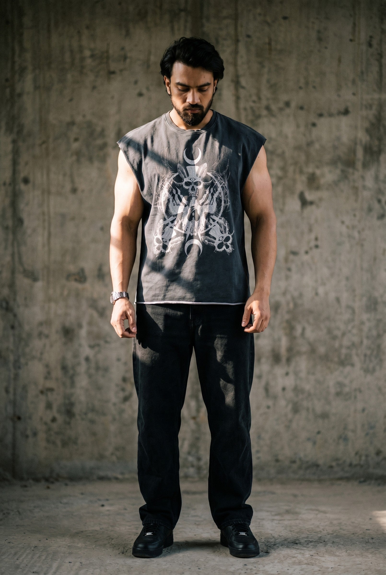 Men's Skull Samurai Cap Sleeve Tank | Blackstone London