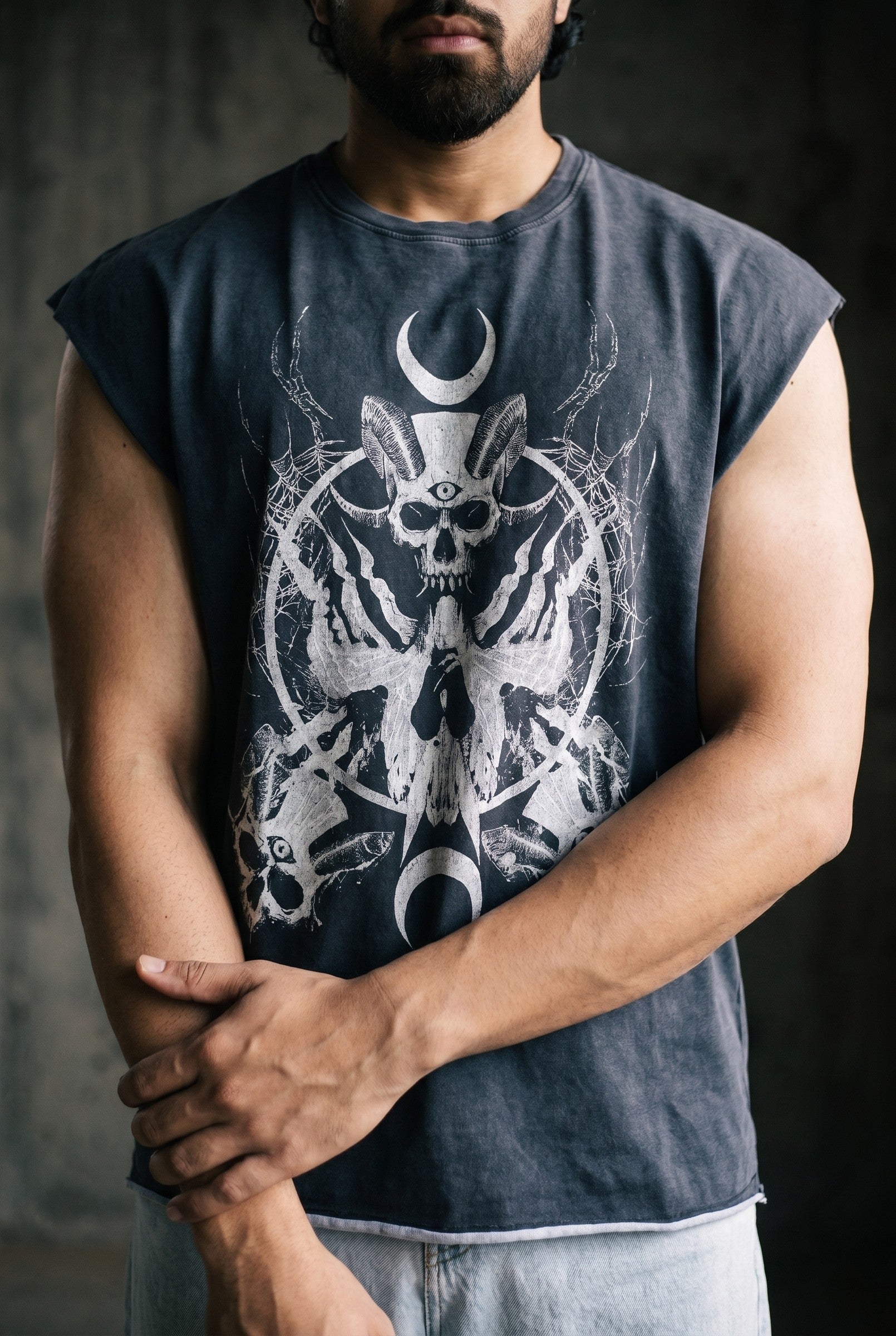 Men's Skull Samurai Cap Sleeve Tank | Blackstone London