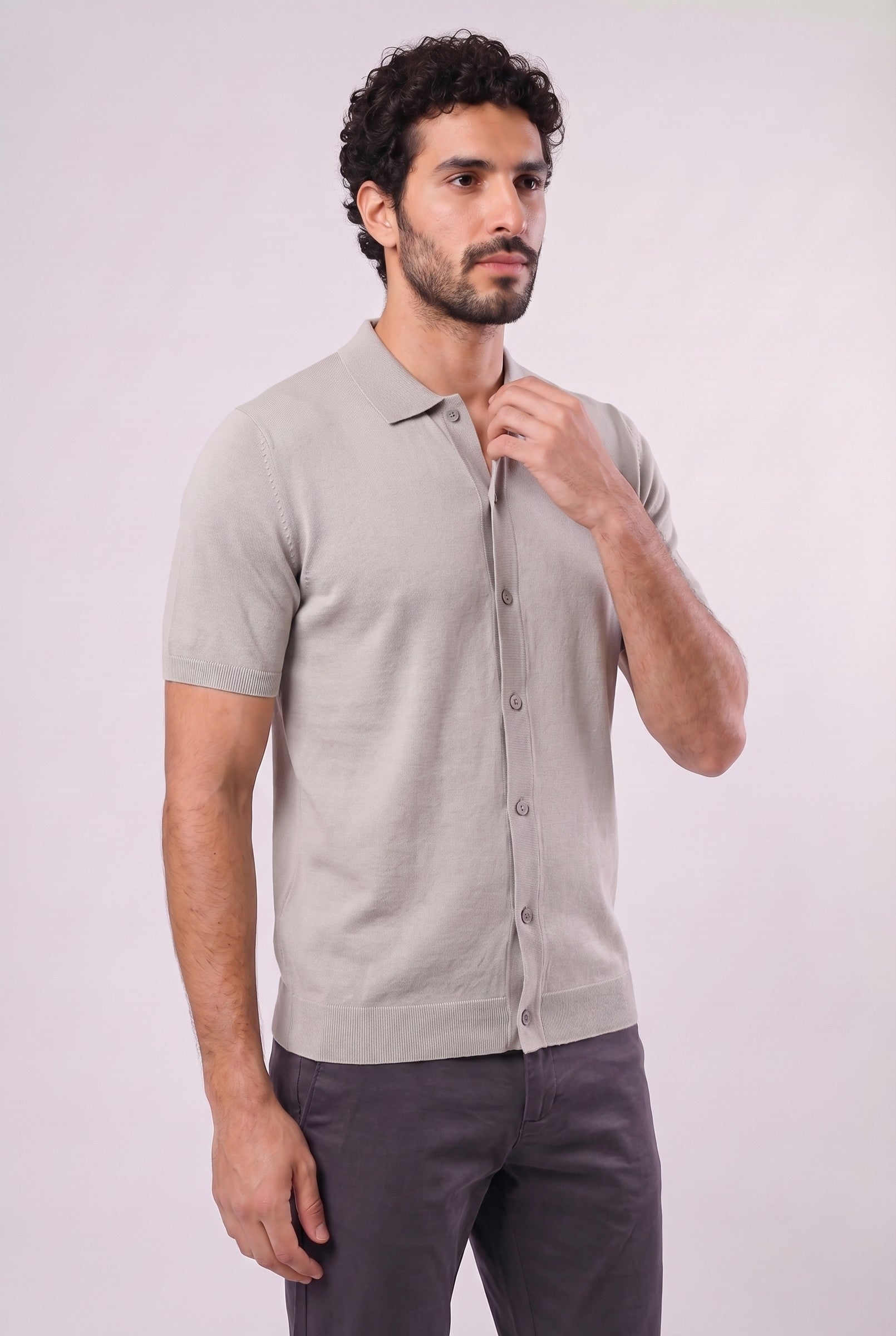 Men's Knitted Button-Up Polo Shirt | Blackstone London
