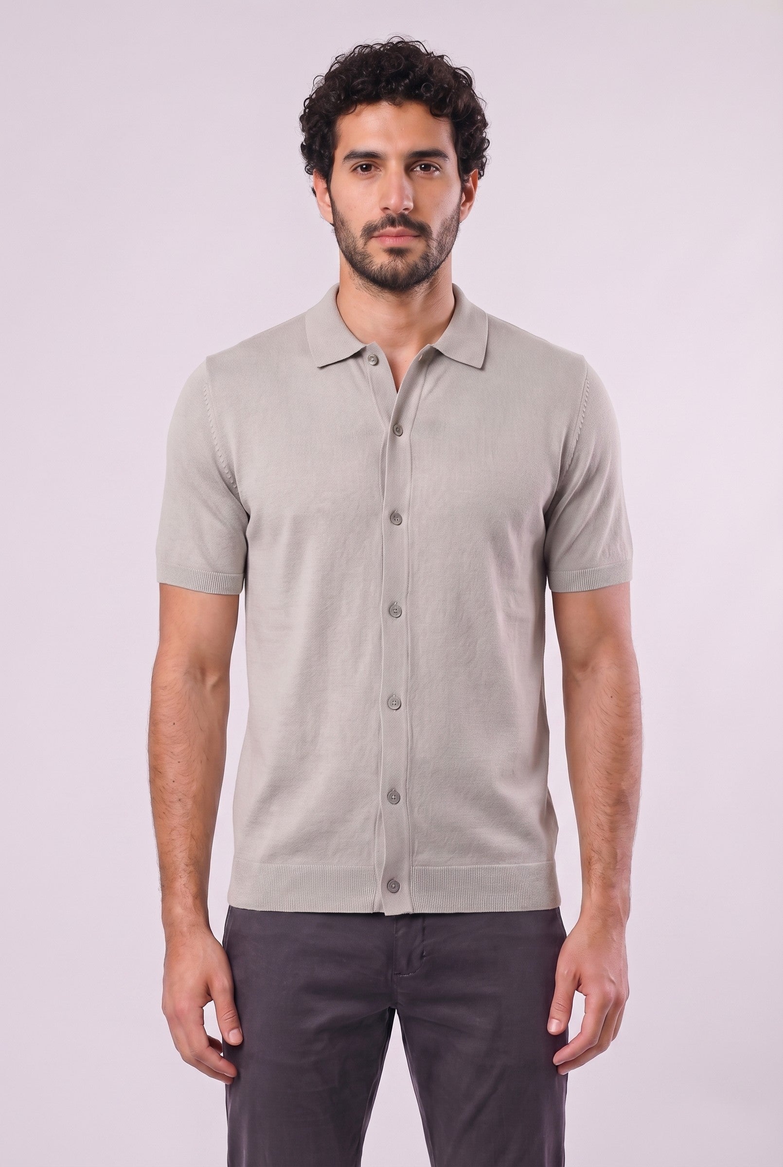 Men's Knitted Button-Up Polo Shirt | Blackstone London
