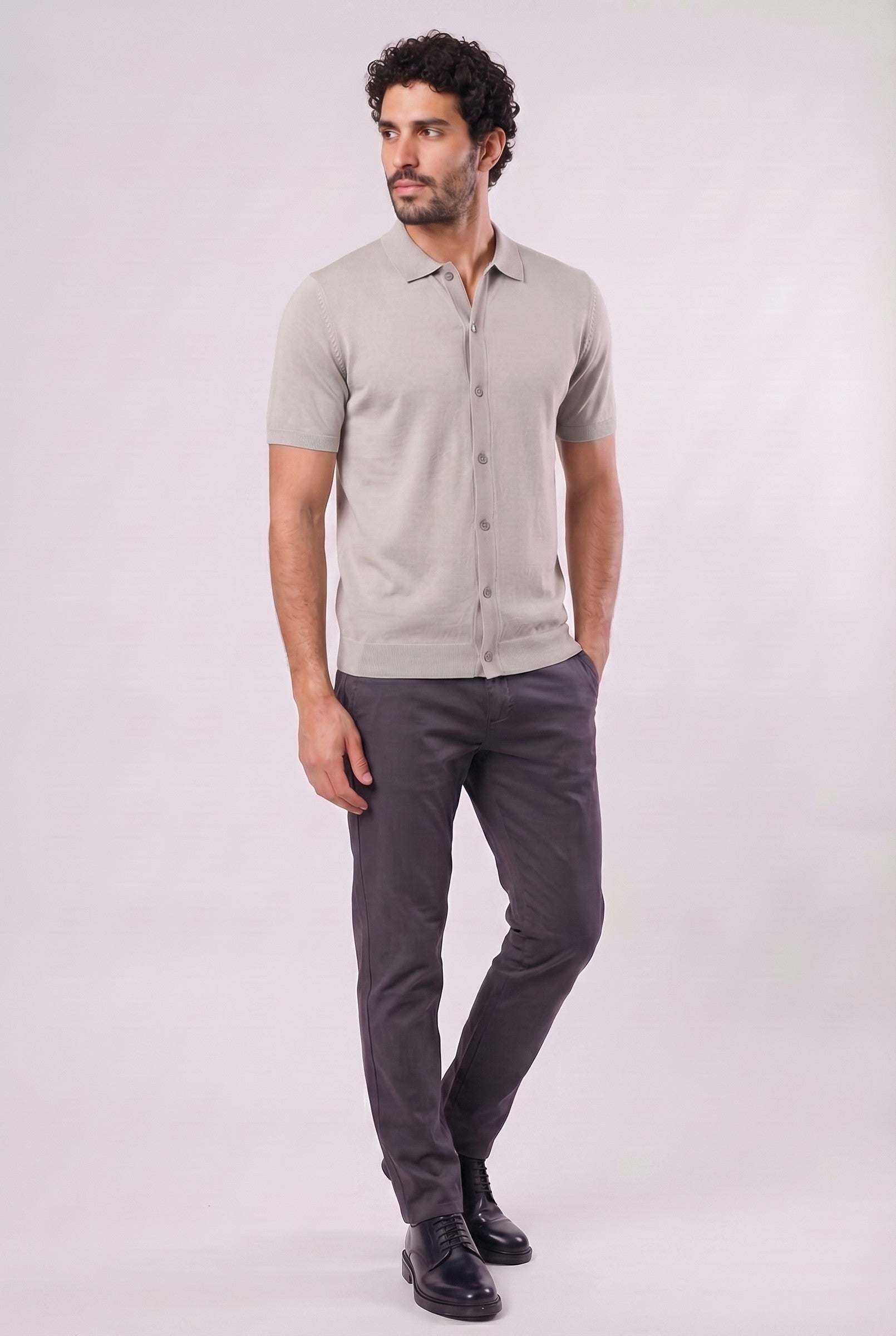 Men's Knitted Button-Up Polo Shirt | Blackstone London