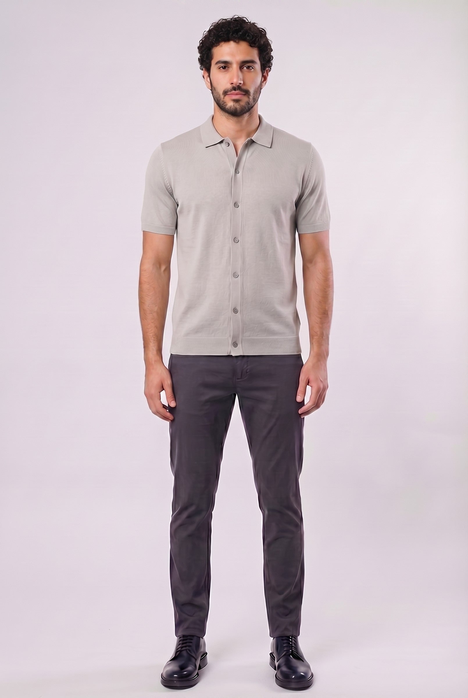 Men's Knitted Button-Up Polo Shirt | Blackstone London