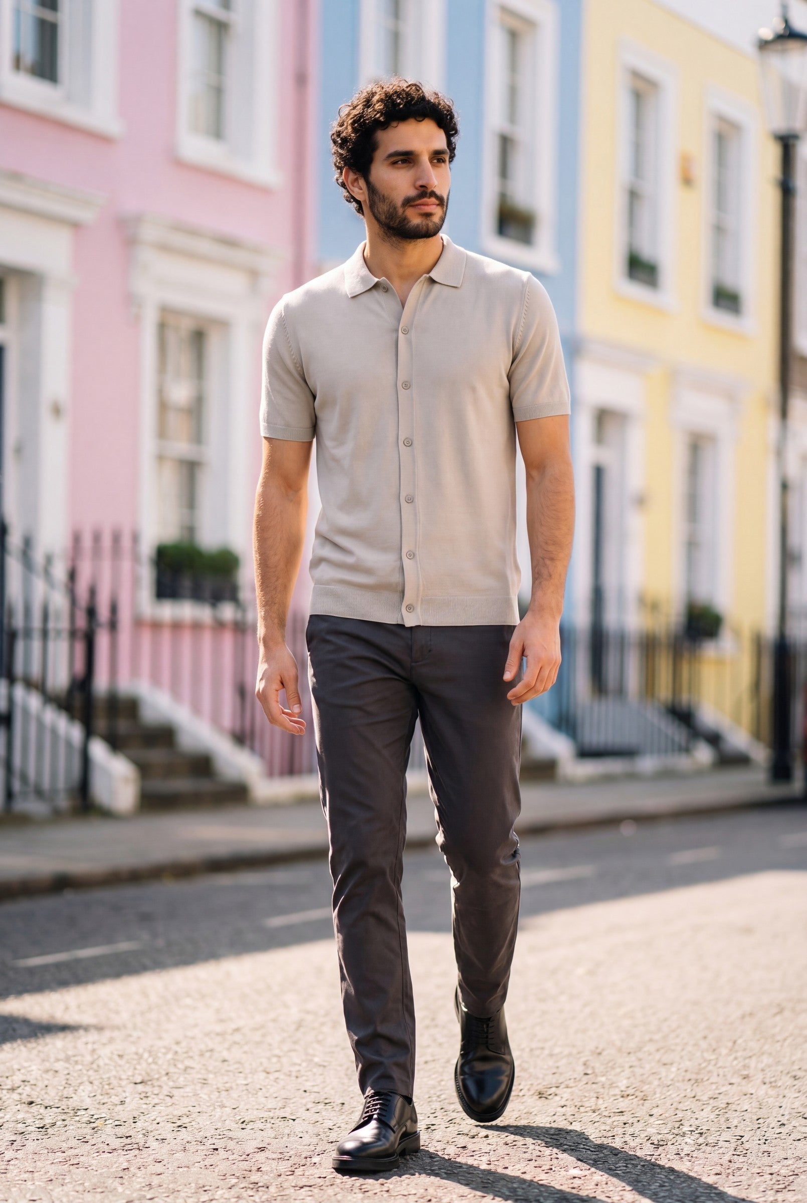 Men's Knitted Button-Up Polo Shirt | Blackstone London