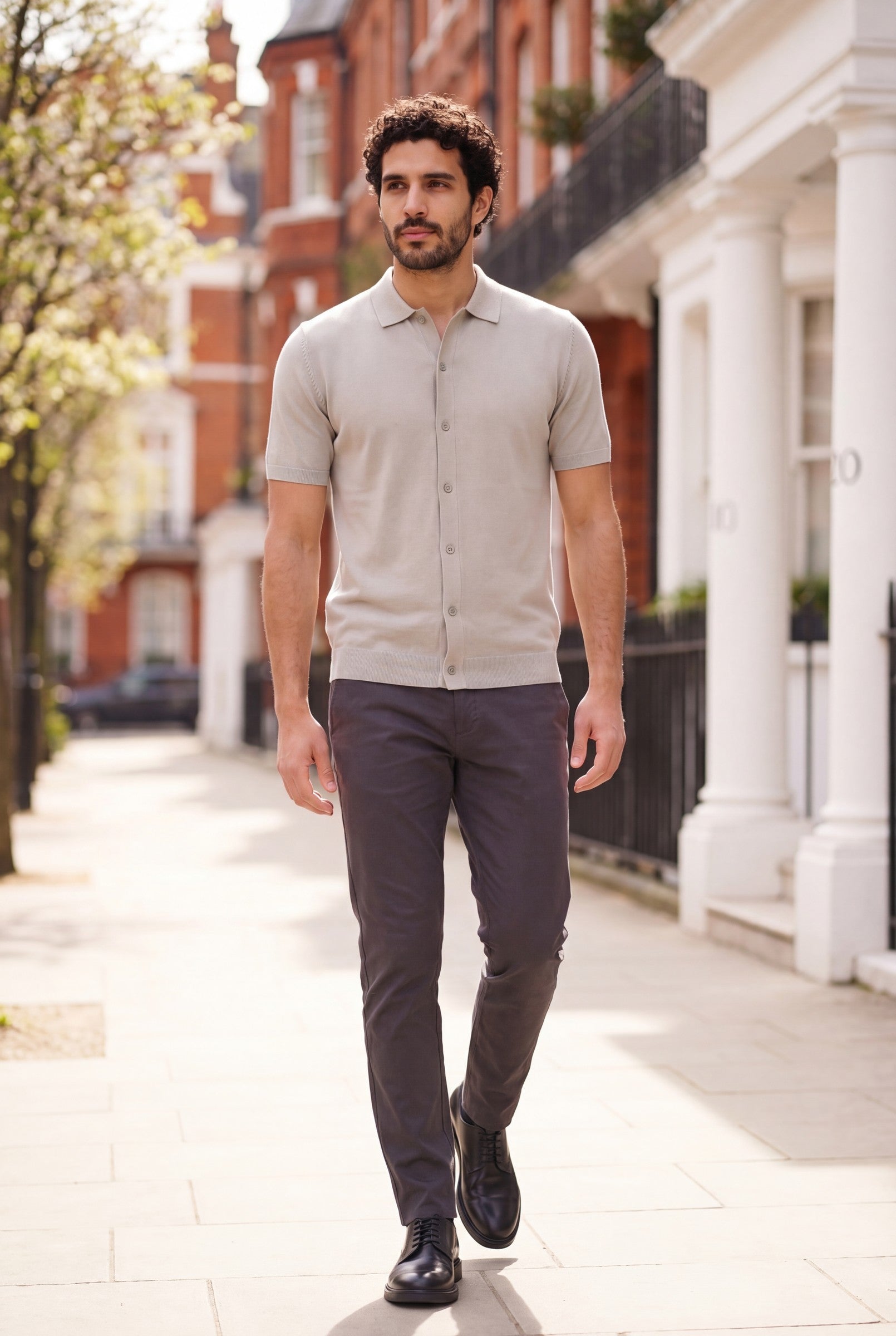 Men's Knitted Button-Up Polo Shirt | Blackstone London