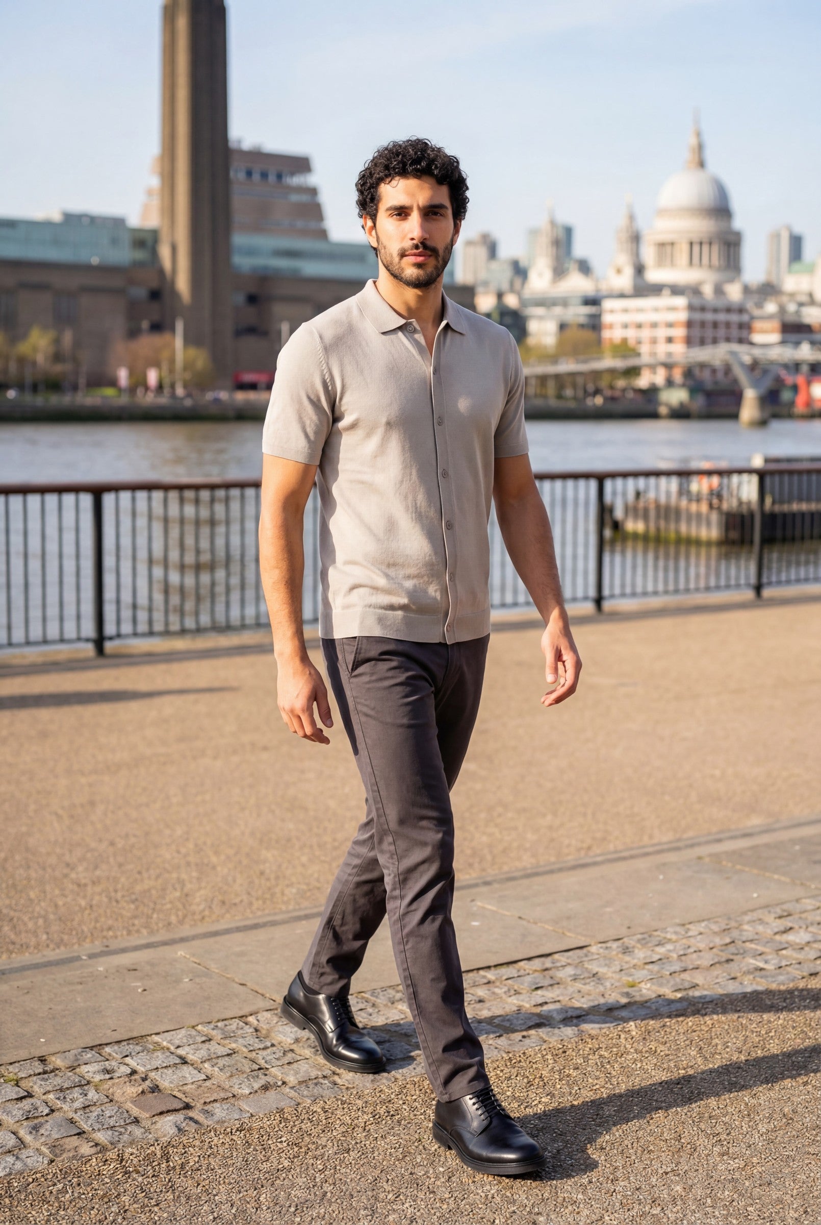 Men's Knitted Button-Up Polo Shirt | Blackstone London