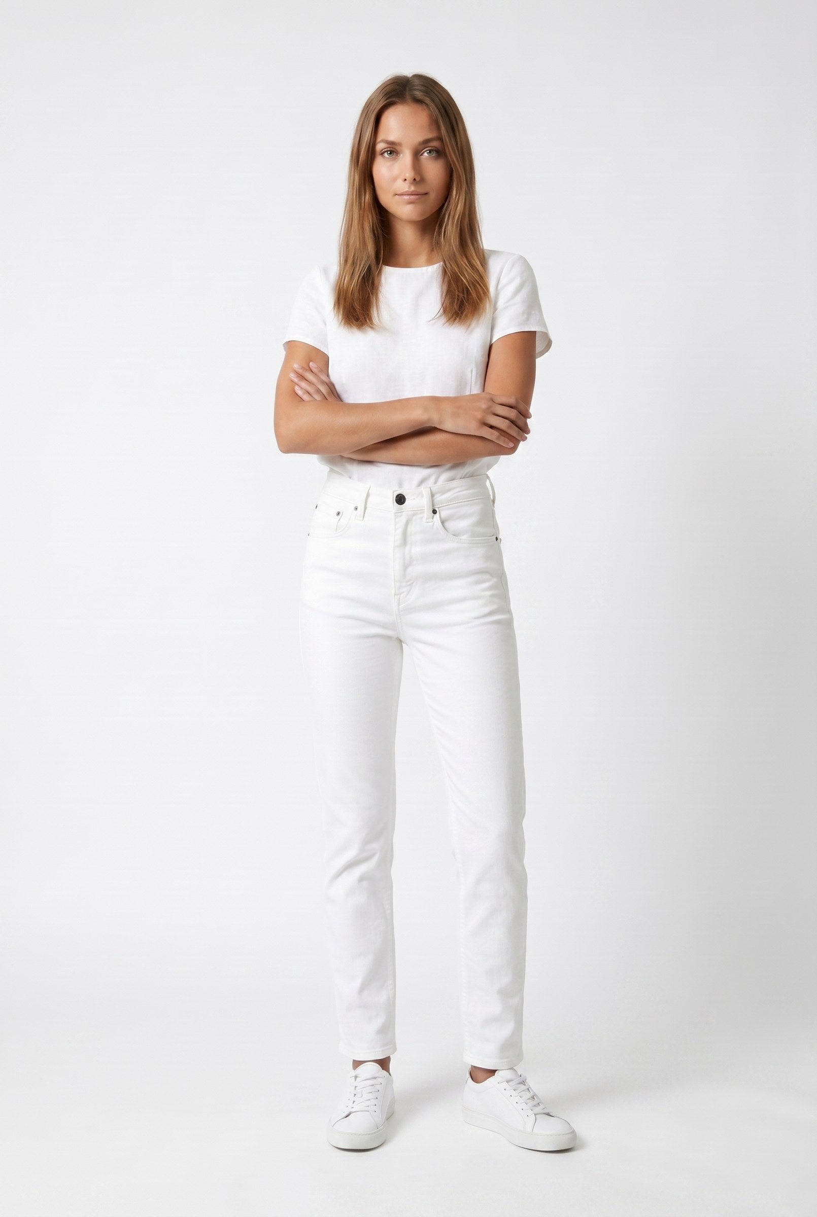 Women's Ecru High-Rise Mom Jeans | Blackstone London