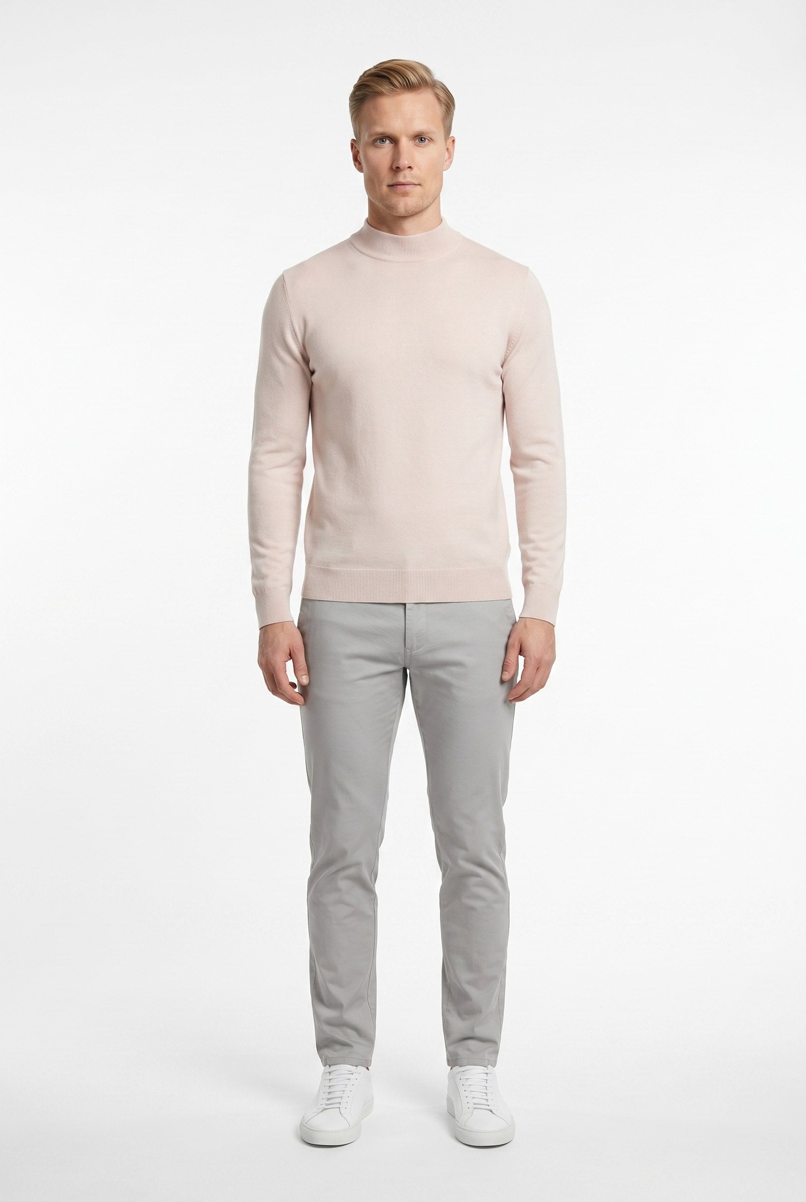 Men's Ultra Fine Cotton Mock Neck Jumper | Blackstone London