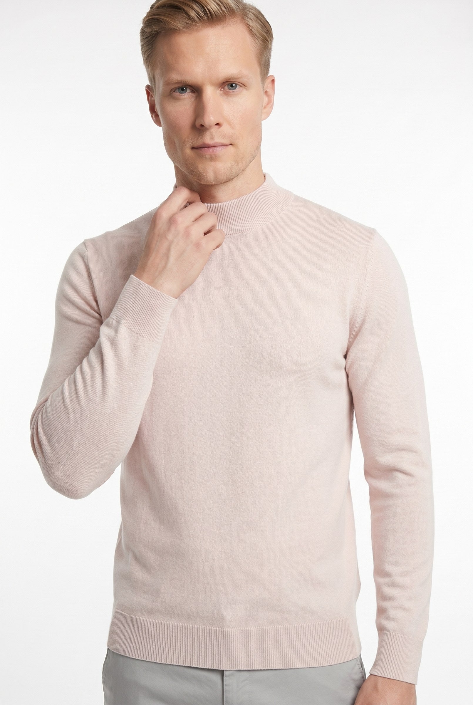 Men's Ultra Fine Cotton Mock Neck Jumper | Blackstone London