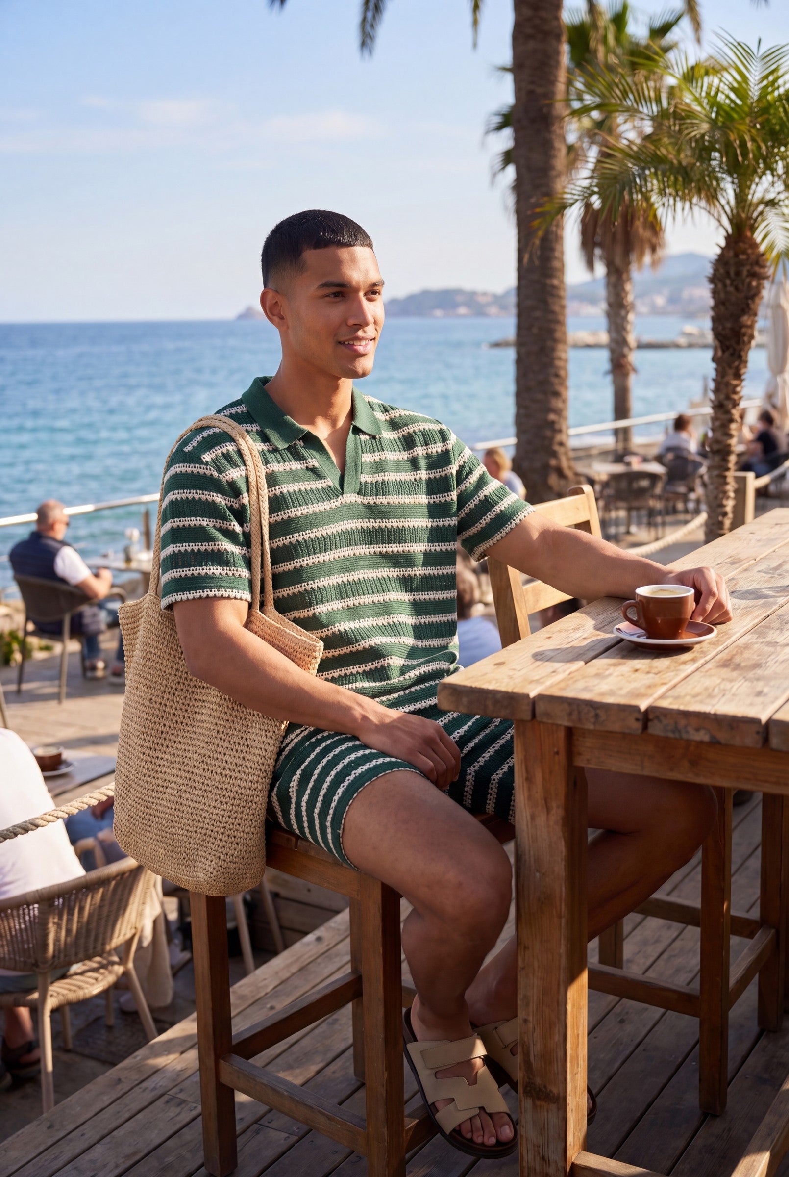 Men's Crochet Knit Stripe Shorts | Blackstone London